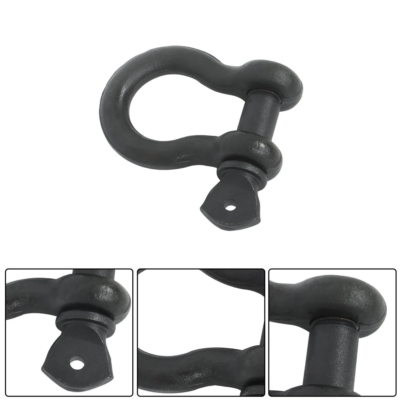 4 Pack 3/4 Inch Bow-Shaped D Ring Shackles 4.75t/10471lbs Working Load Black