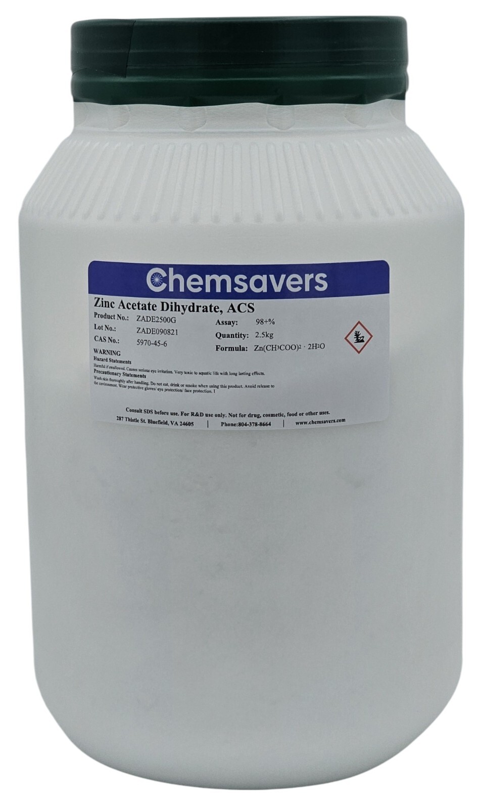 Zinc Acetate Dihydrate, ACS, 98+%, 2.5kg