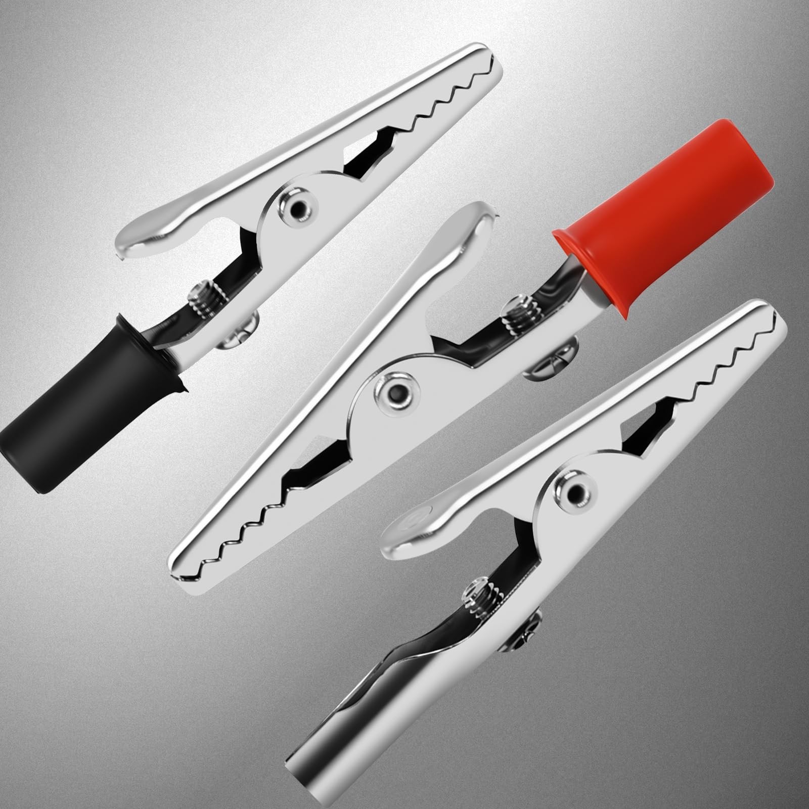 50PCS Small Alligator Clips Electrical Test Clamps with Plastic Red, Black