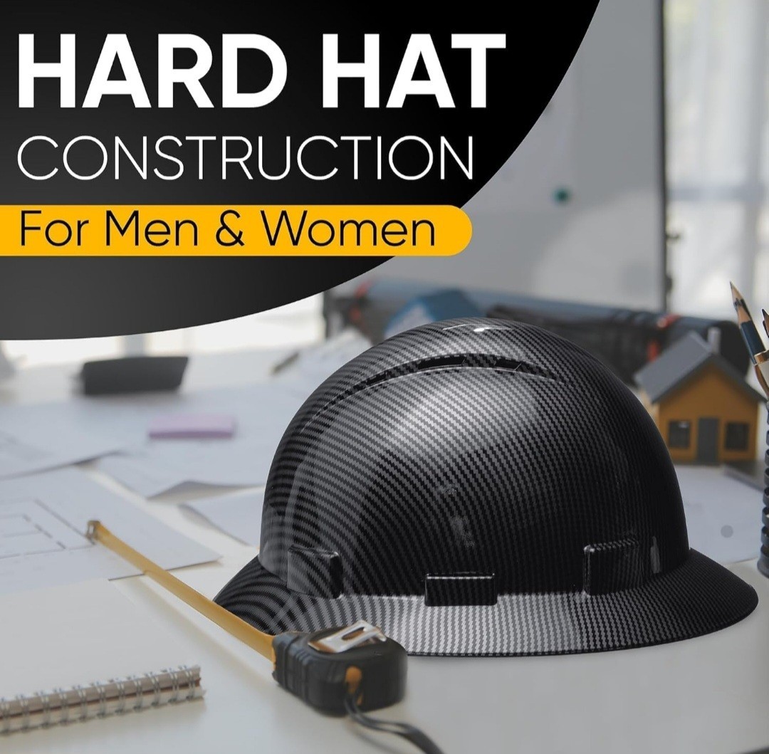 Black ABS Dipped Carbon Fiber Full Brim Hardhat