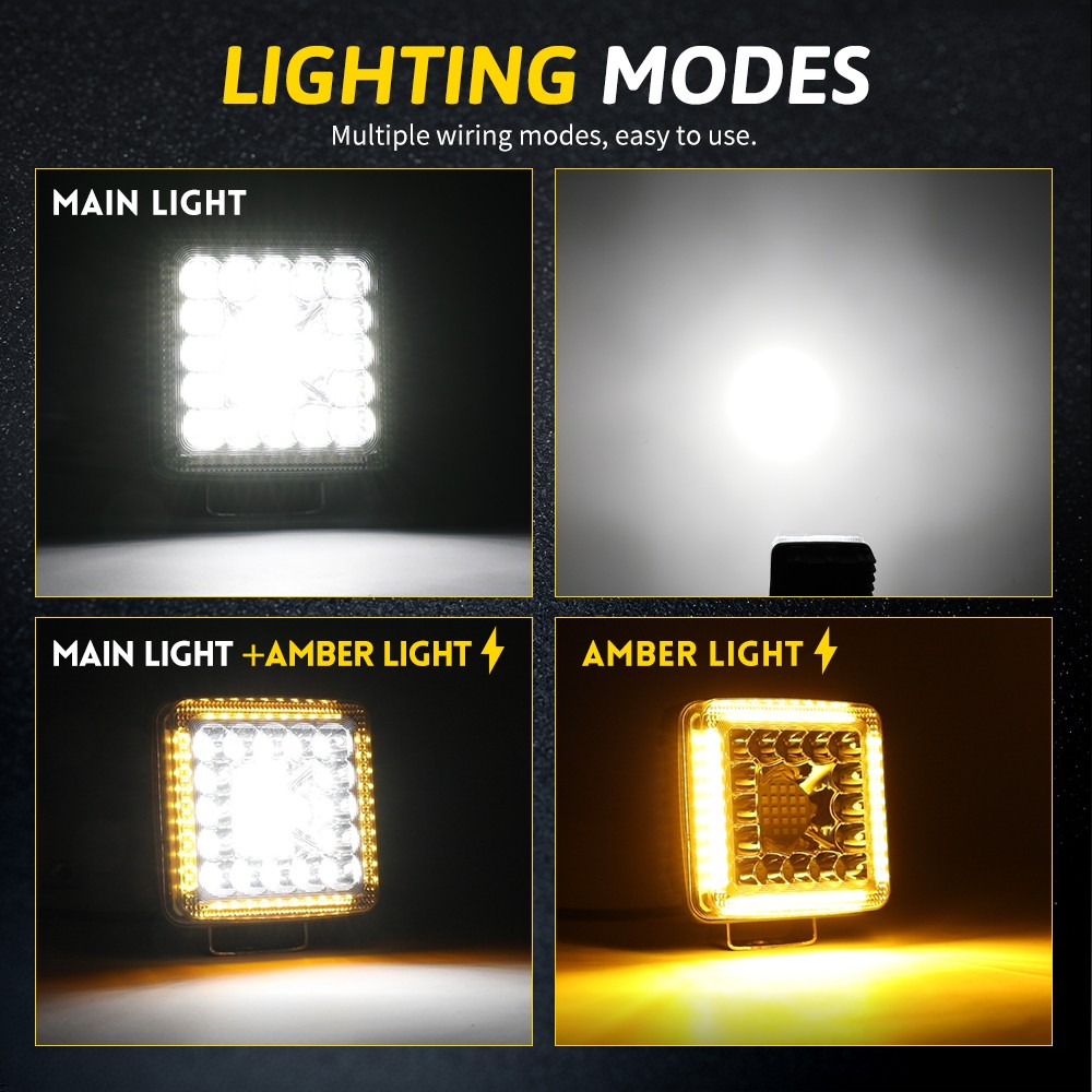 2pcs LED Work Light Flood Lamp 12V 24V for Tractor Truck Dozer Excavator ATV UTV