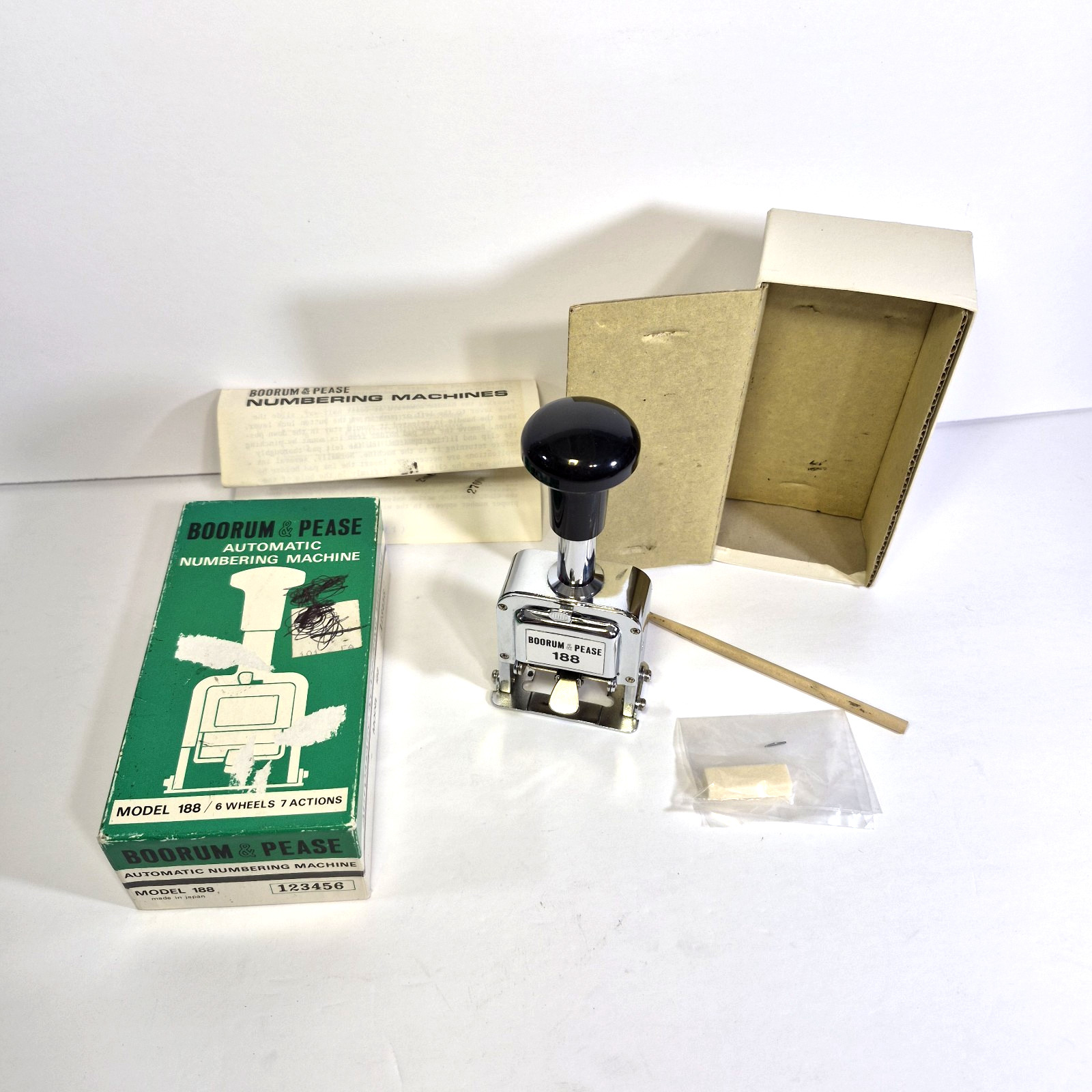 Vintage Boorum & Pease Automatic Numbering Pricing Machine Model 188 Japan