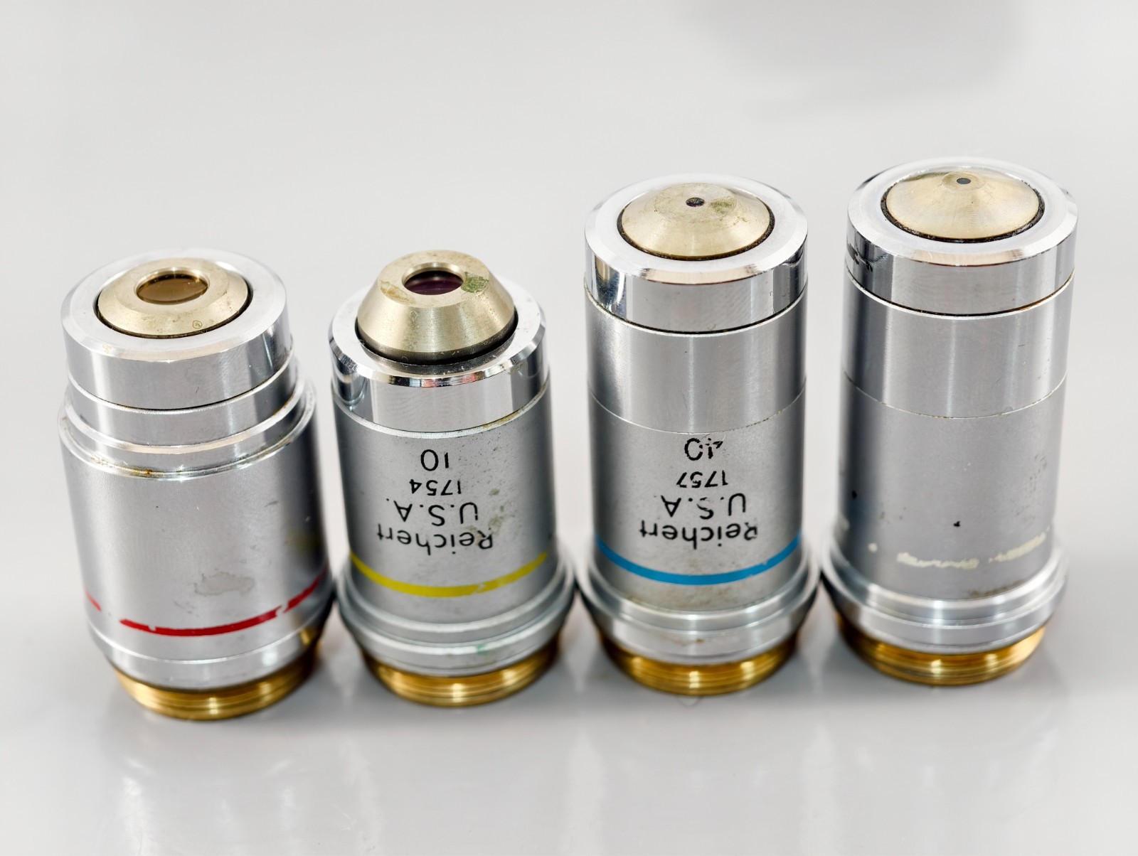 Reichert Microstar Microscope Objective Set 4x 10x 40x 100x Plan Achro Neoplan