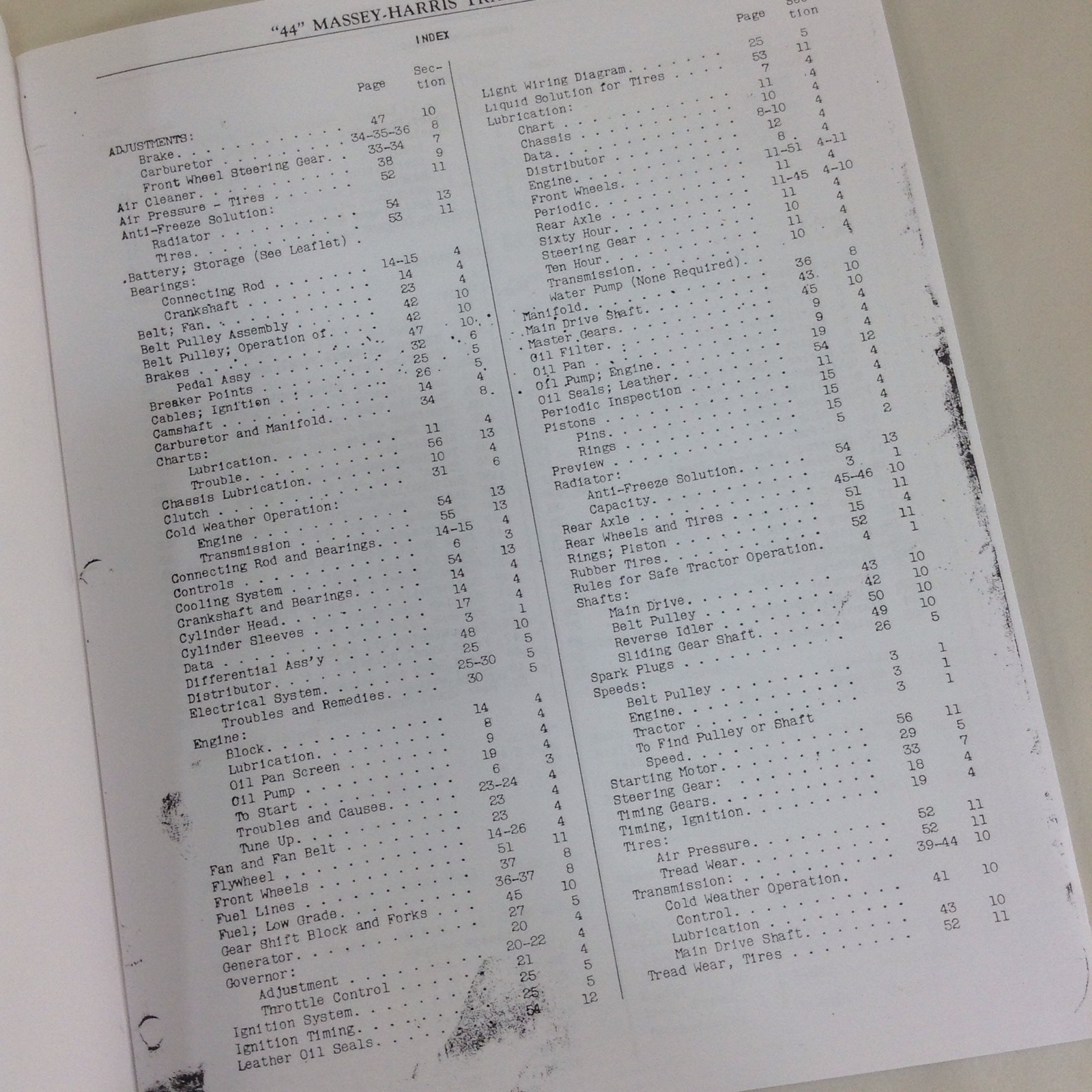 Massey-Harris 44 44K Tractor Operators Operating Service Manual Intructions