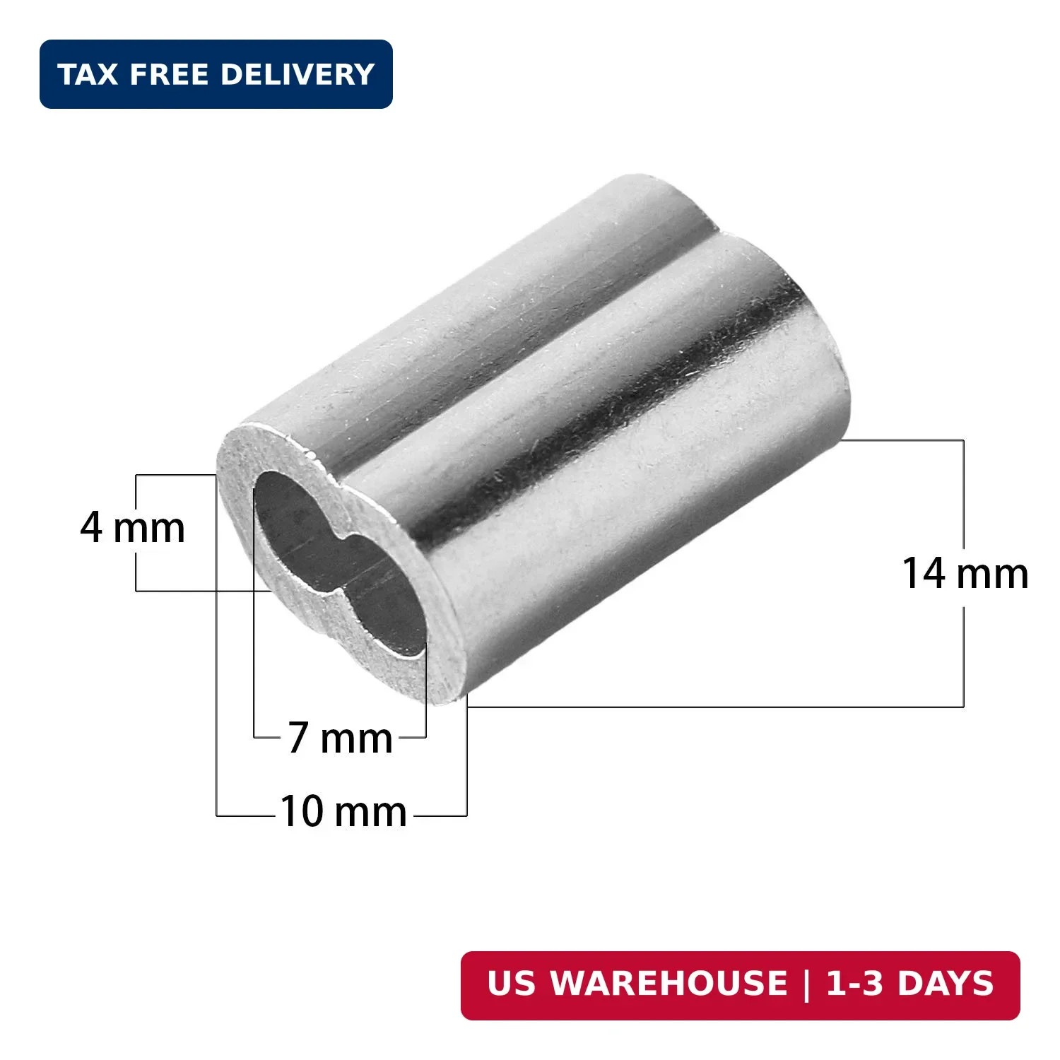 QDiShi 1/8″ (3mm) Aluminum Crimping Loop Sleeve for 1/8″ Wire Rope, Cable Ferrul