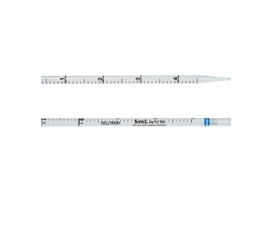 (200/Cs) CELLTREAT 5mL Graduated Serological Pipettes Individual Wrap 229005B