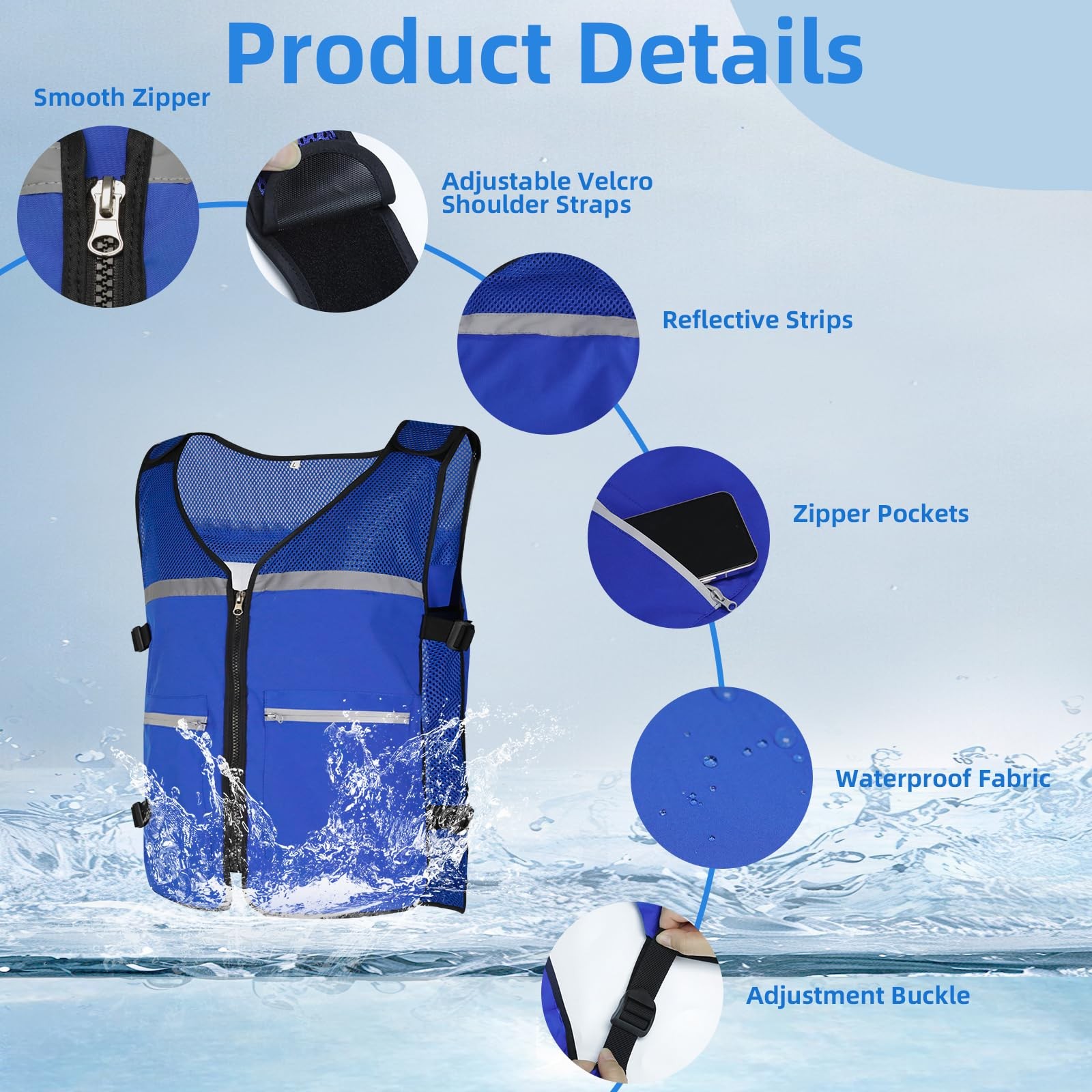 Cooling Vest for Men & Women, Adjustable Ice Vest with Detachable Reusable Ic…