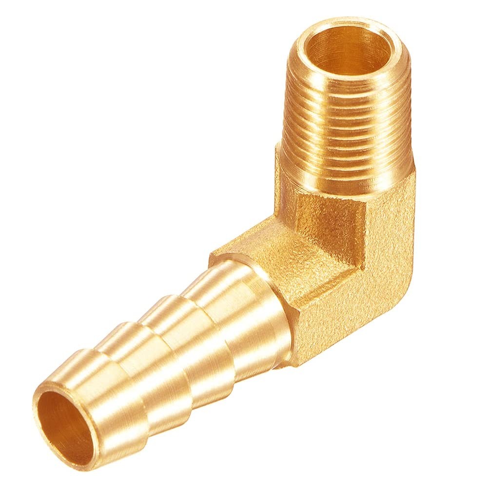 3PCS Brass 1/8″ NPT Male to 3/8″ Barb 90 Degrees Elbow Hose Barb Fittings Ada…