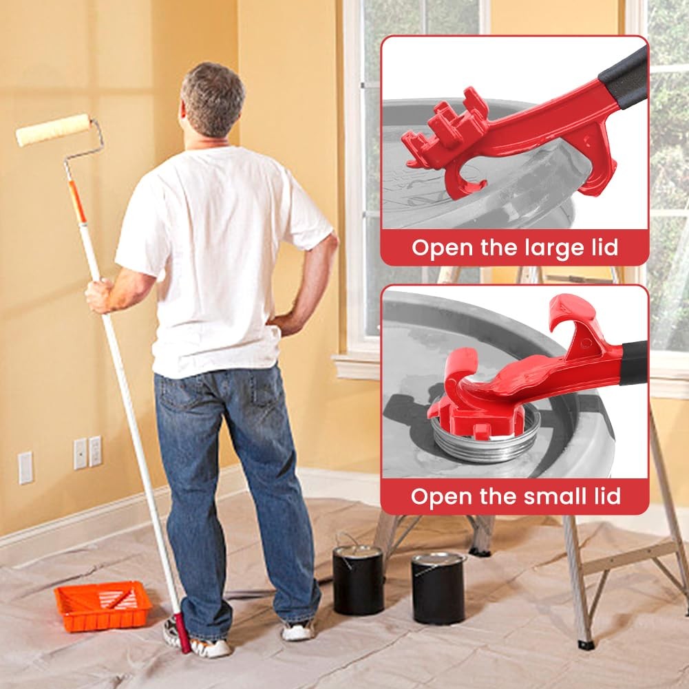 3-in-1 Bung Wrench & Bucket Opener Tool, 9.65 x 2.76 inches, black red