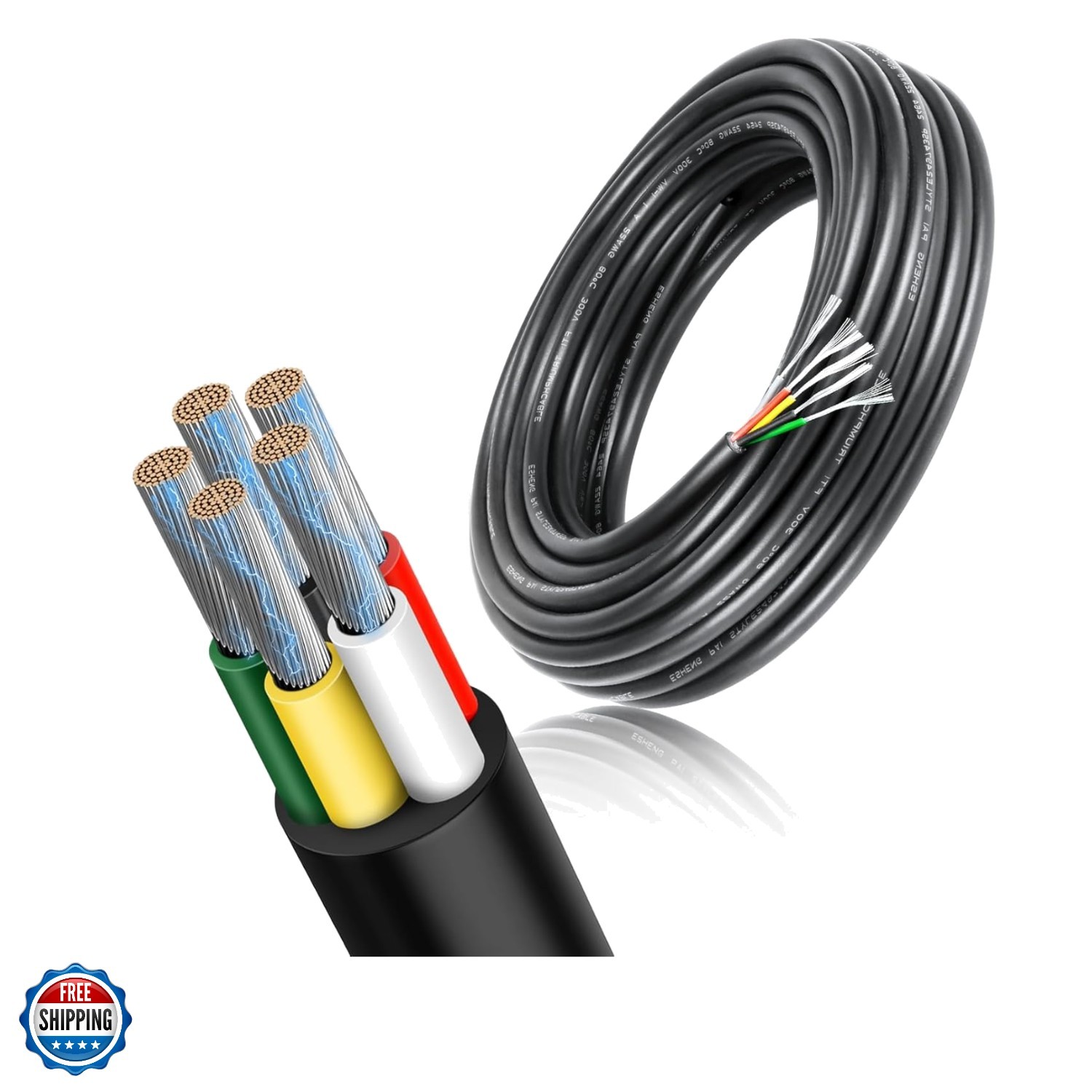14 Gauge 5 Conductor Wire, 10FT 14/5 Tinned Copper 5 Wire Cable,Stranded Elec…