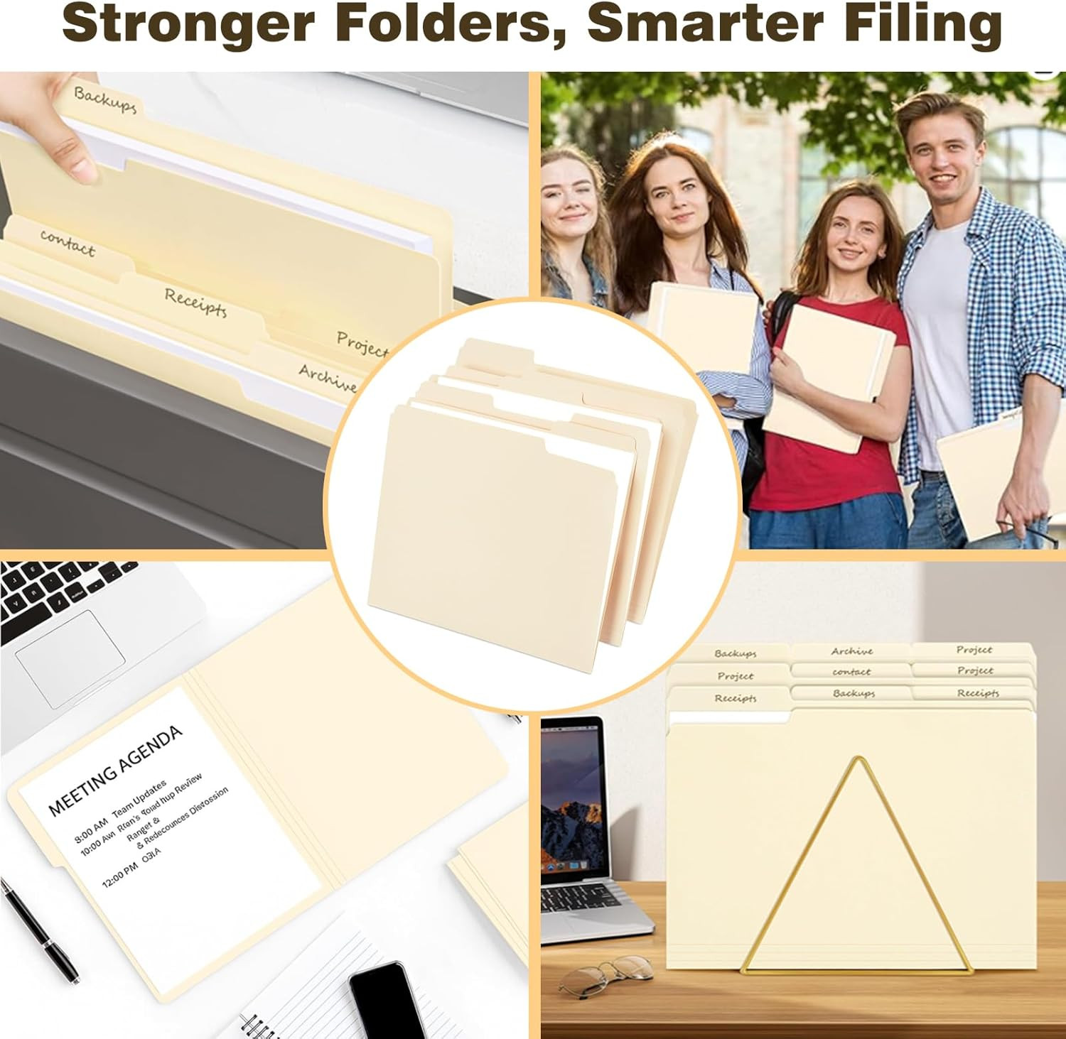 Manilla Folders 8.5 X 11 File Folders Letter Size Manila Folder with 1/3 Cut Tab