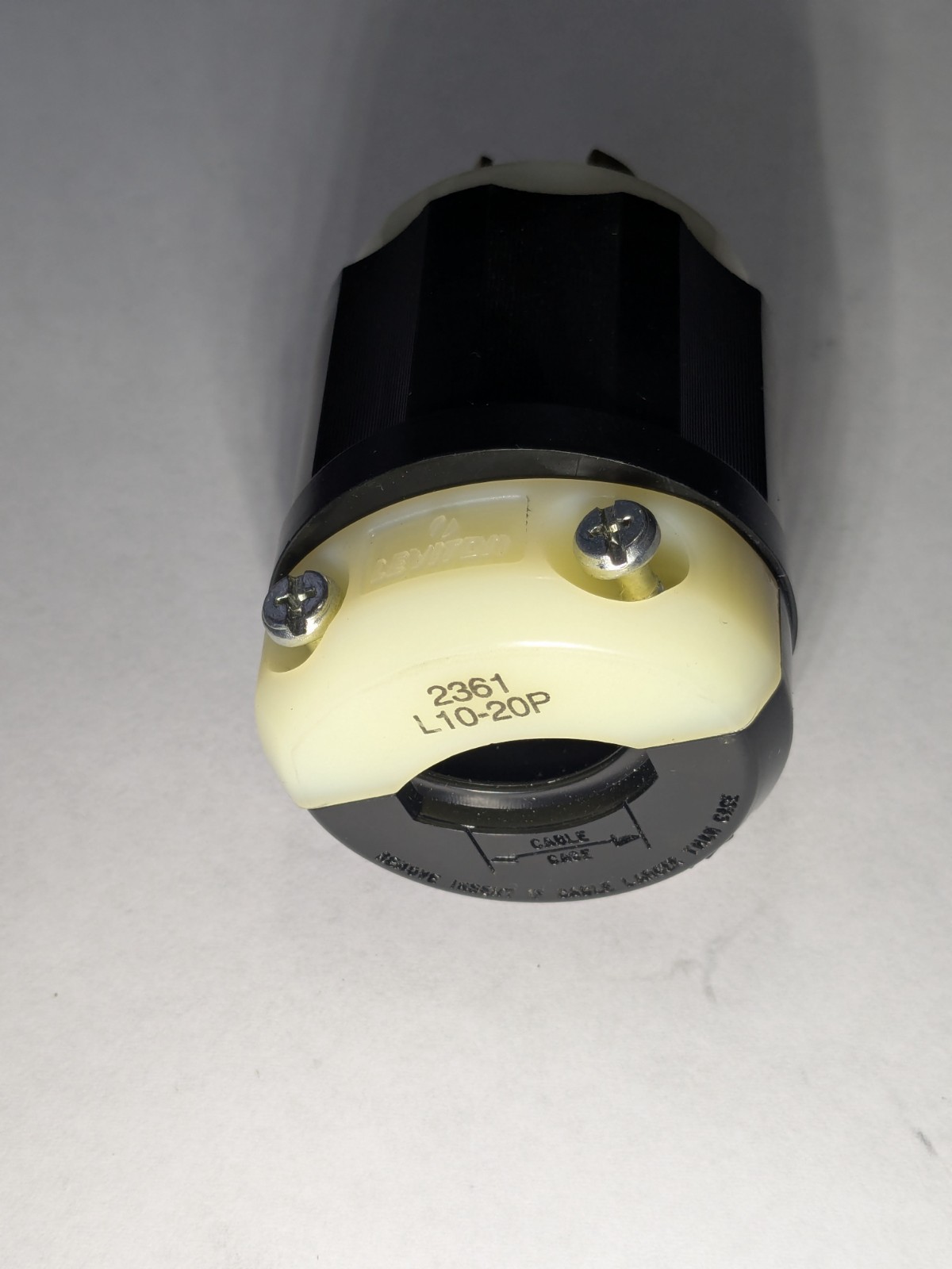 L10-20 Leviton 20A 120/250V Black & 3 Pole Plug 02361-0PB New
