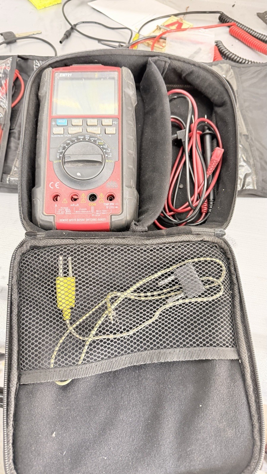 Mac Tools EM721 Digital Multimeter W/Original Case, Leads-AC/DC Prop