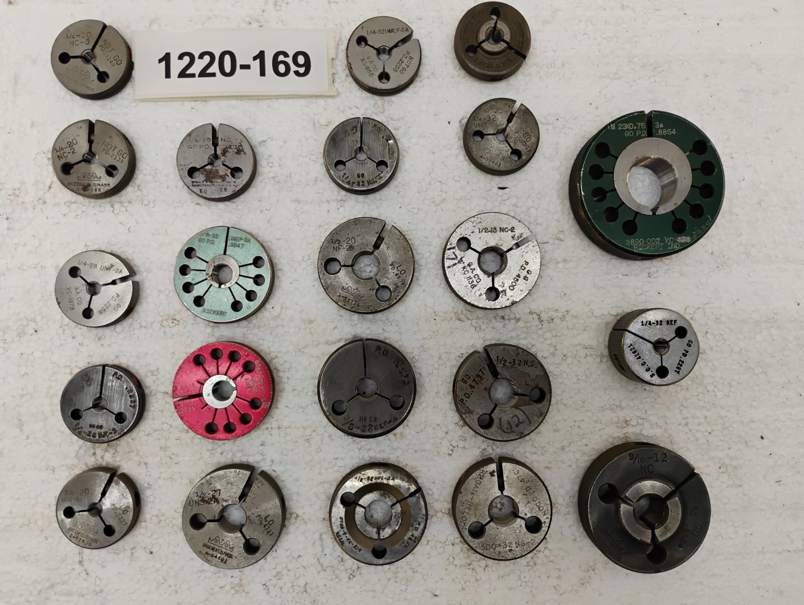 Lot Of 22 Various Brands And Sized Thread Ring Gages Go AND No Go PDs As Shown