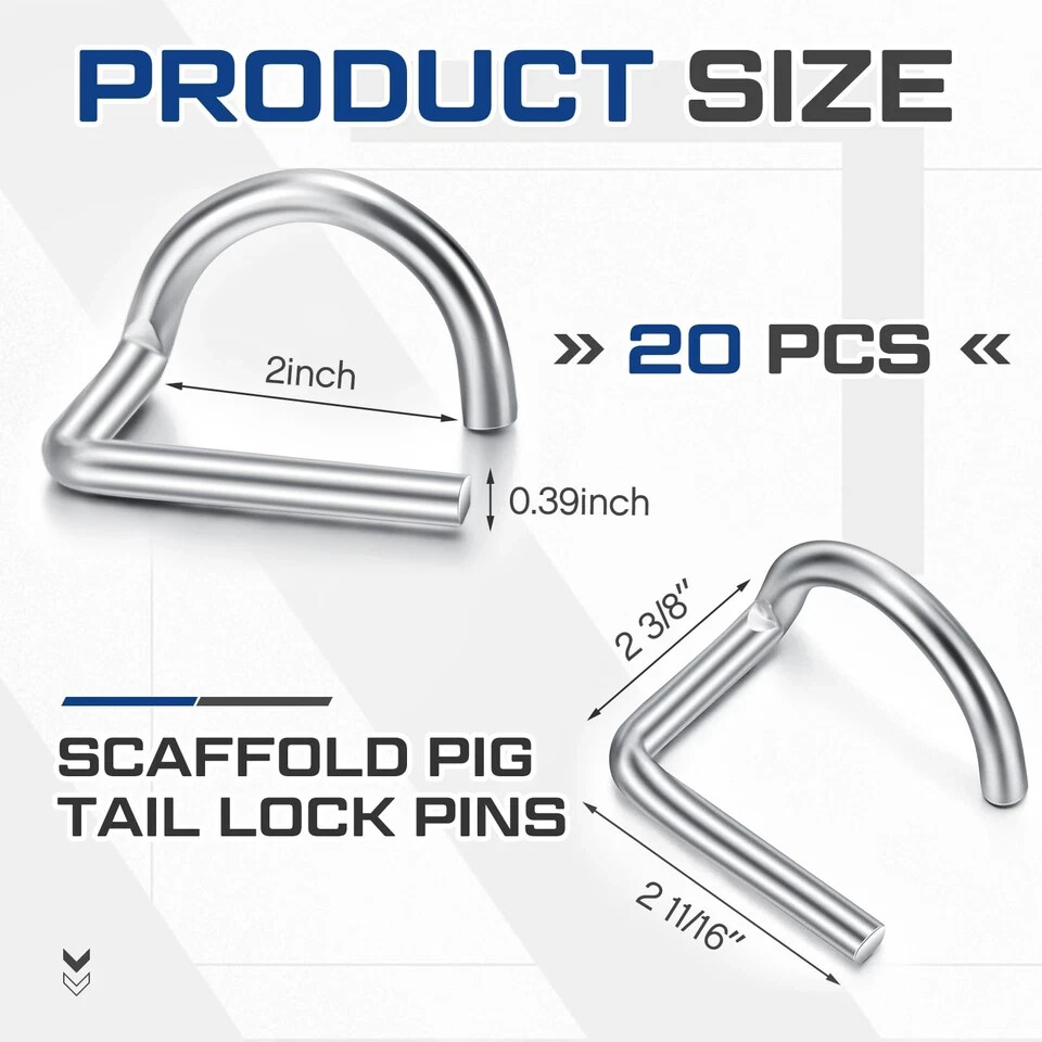 20 Pcs Pig Tail Pin 2” Scaffolding Gravity Locking G Scaffolding Pins for Steel