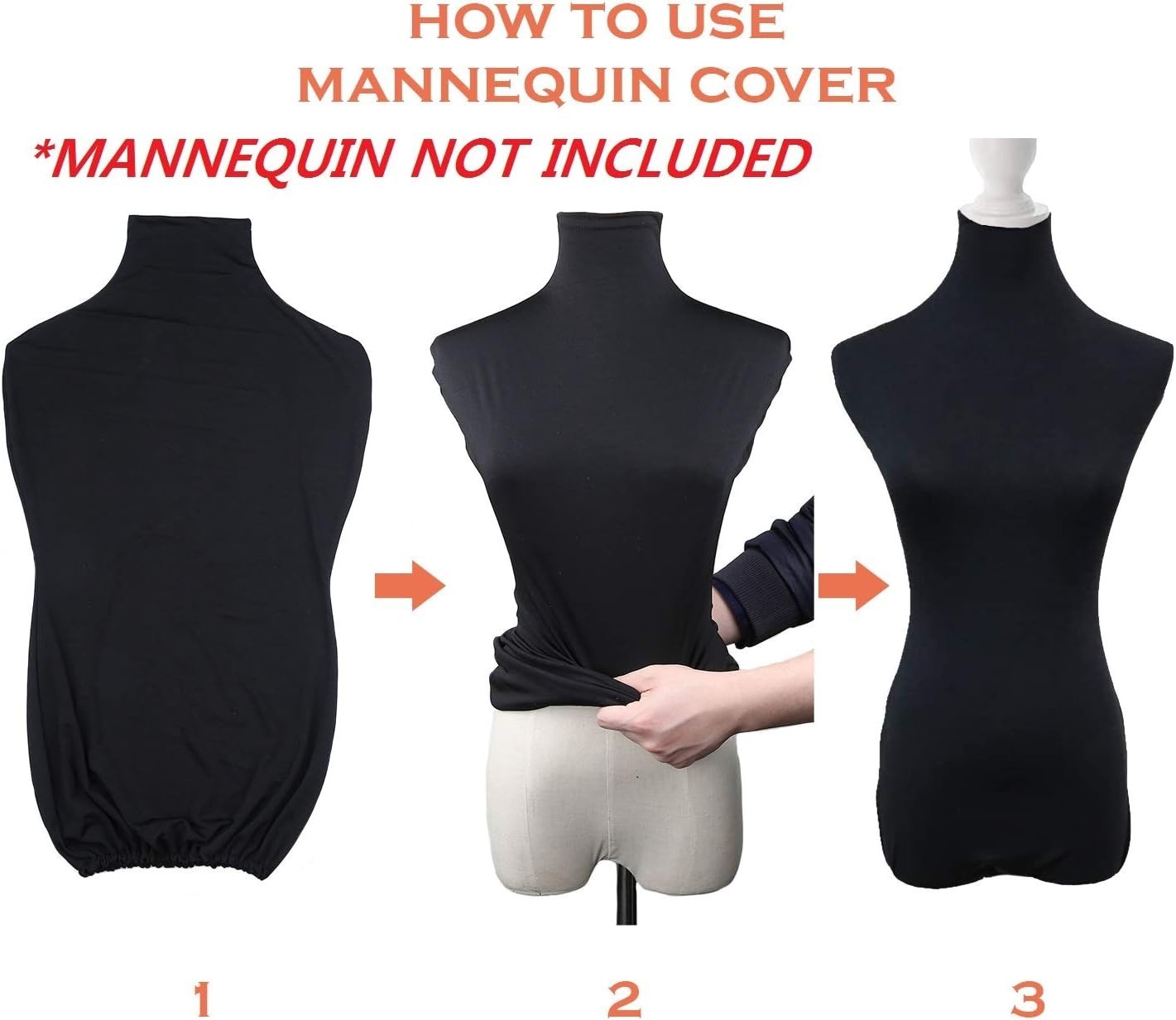 Soft Stretchy Mannequin Cover – Elegant Black Fabric for Designers & Crafters