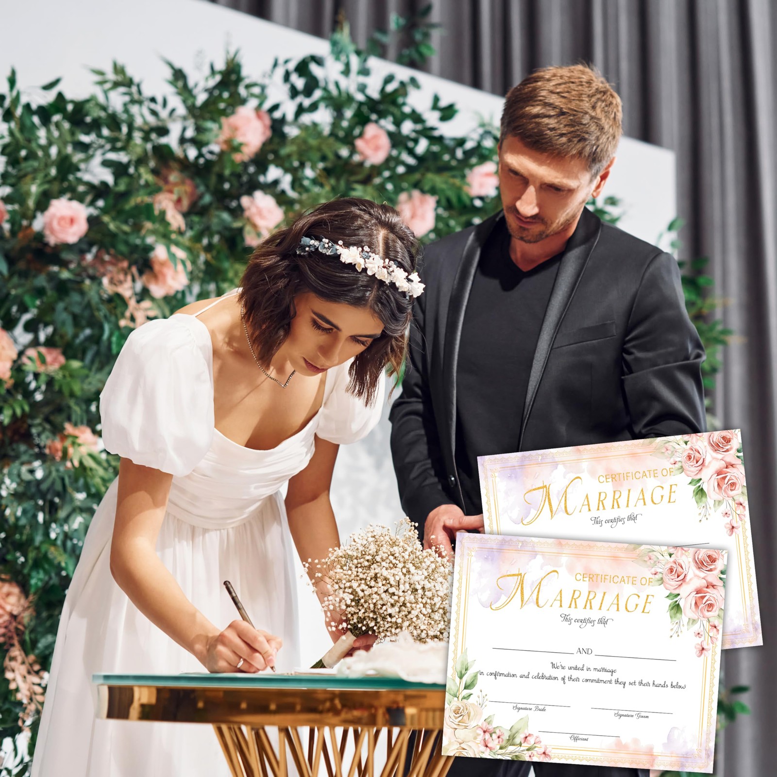 Floral Marriage Certificates, Wedding Certificate for Wedding Ceremony Propos…