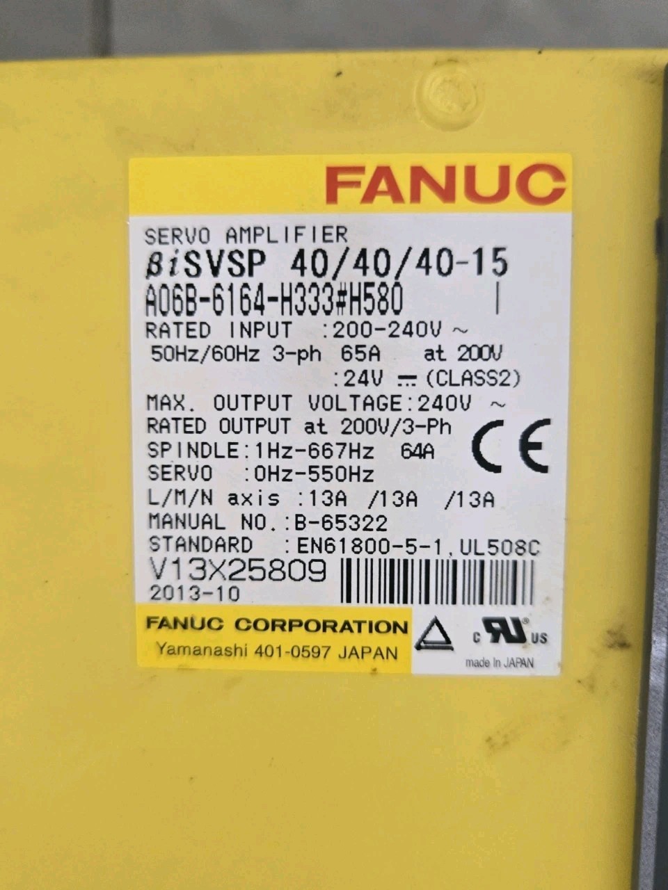 Qty 1 Fanuc Servo Drive A06B-6164-H333#H580 Ser I – Warranty & Free Shipping