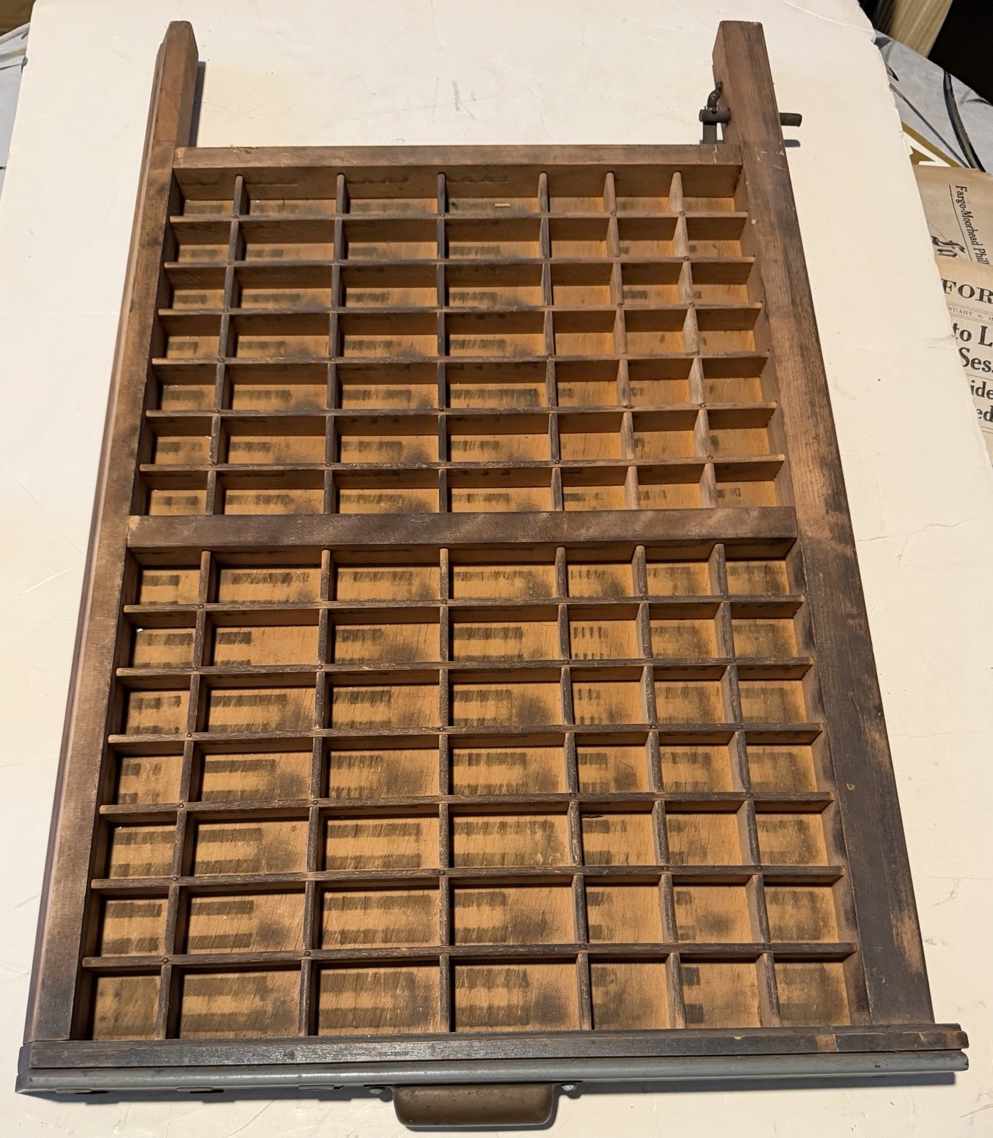 Ludlow Vintage Letterpress Printer Drawer Tray 27 X 16”-98 Spaces
