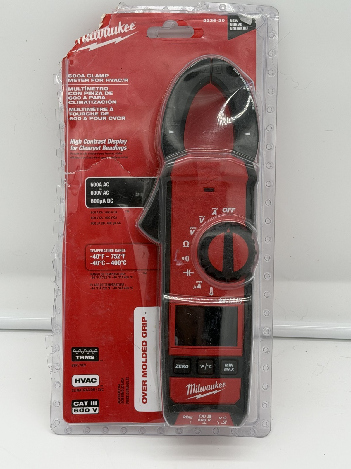 MILWAUKEE 2236-20 Heavy-Duty Clamp Meter for Hvac/R True-RMS 600 Amp AC – NEW