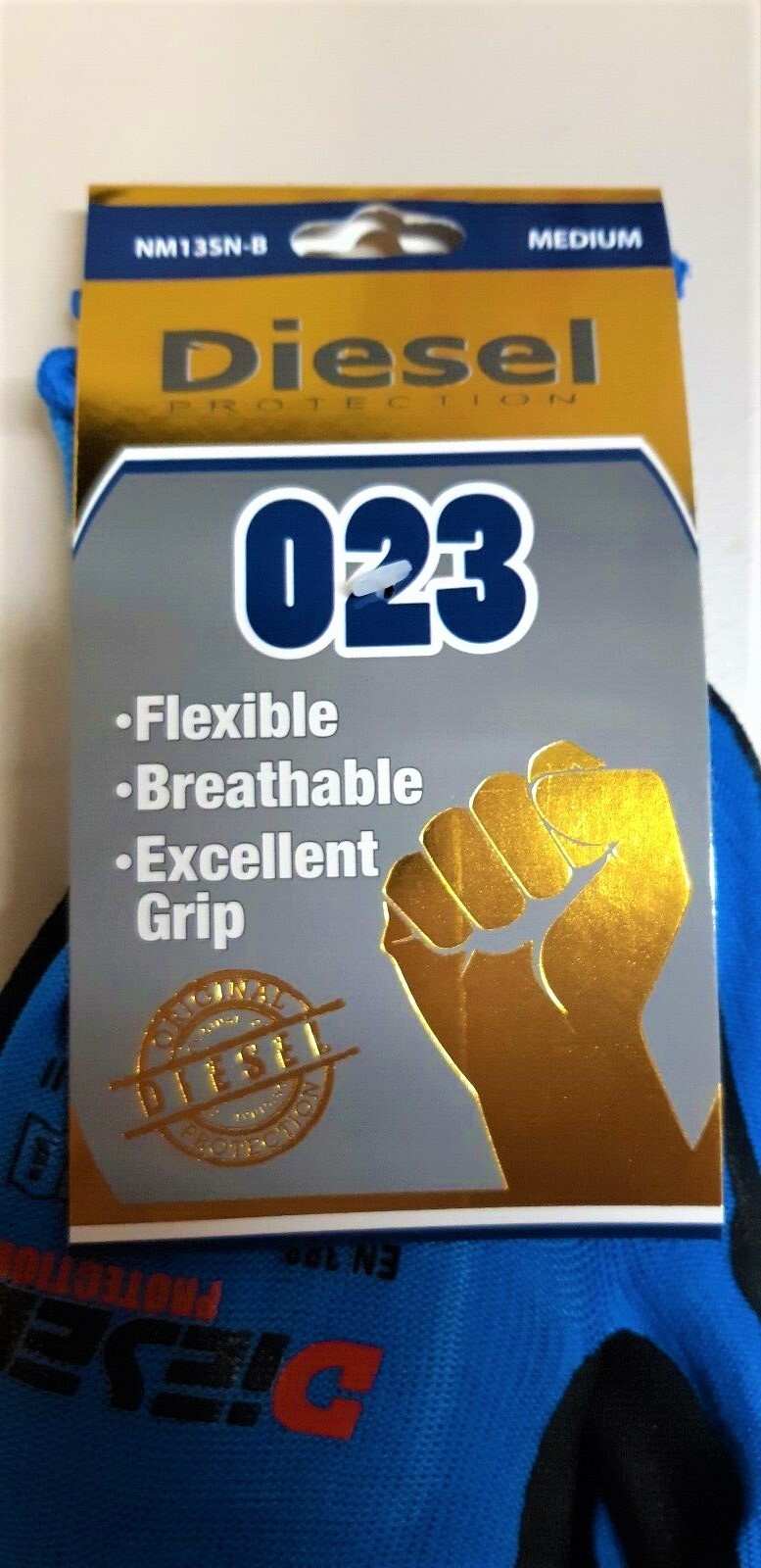 12 Pair Diesel BLUE Safety Gloves Latex Coated Grip