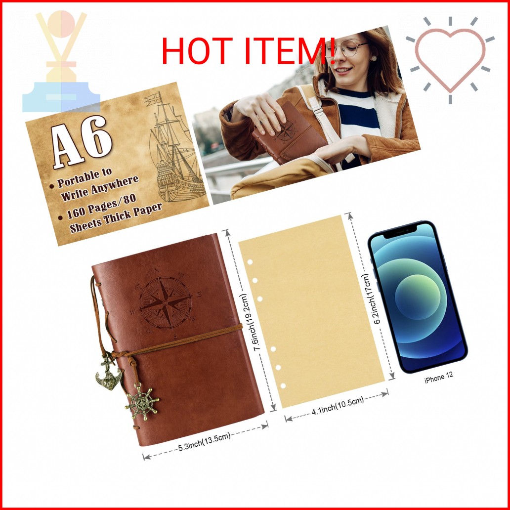 MALEDEN Leather Writing Journal Notebook, Classic Spiral Bound Notebook Refillab