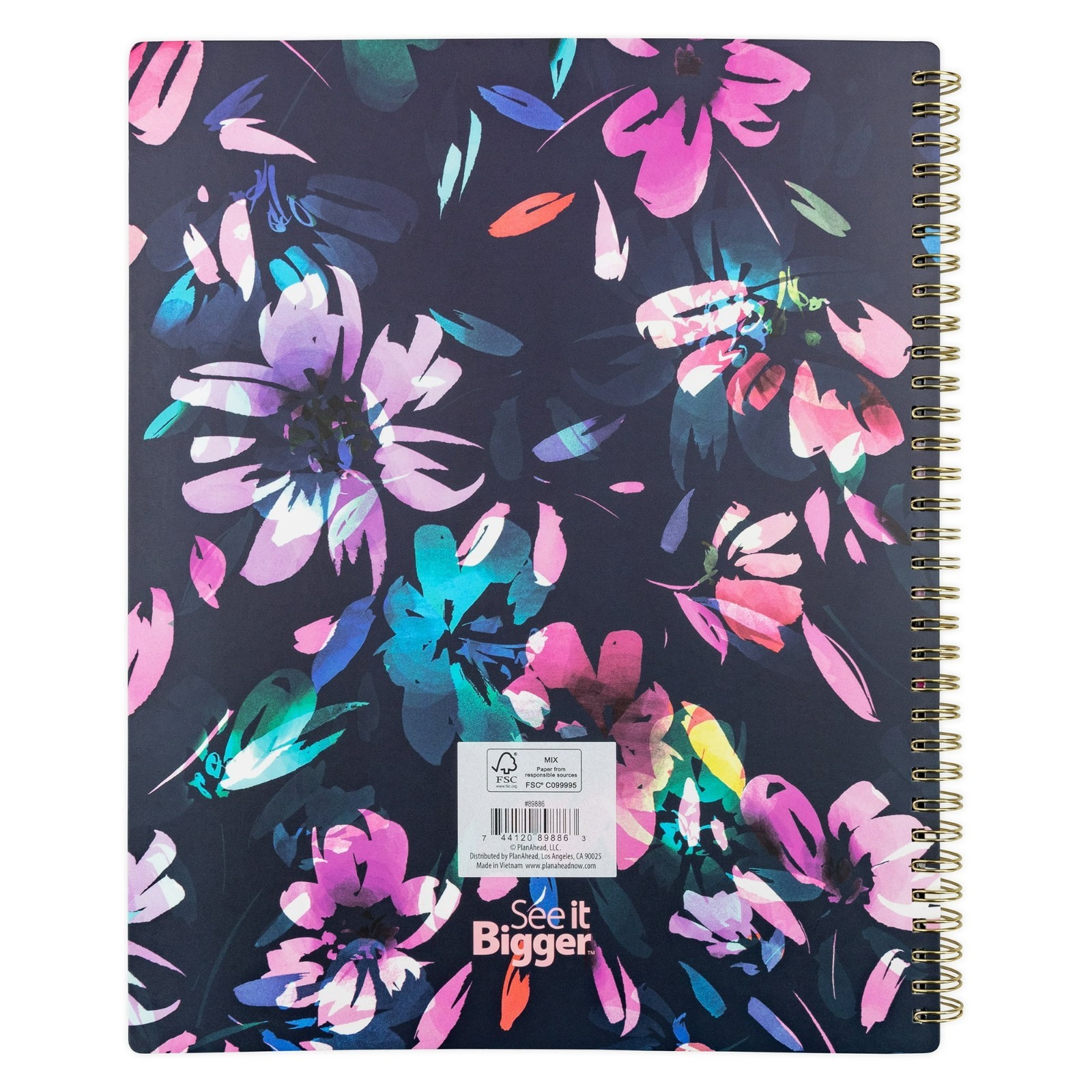 See it Bigger Monthly Weekly Planner Large (9.25″ x 11″) Blue Floral, 15 month