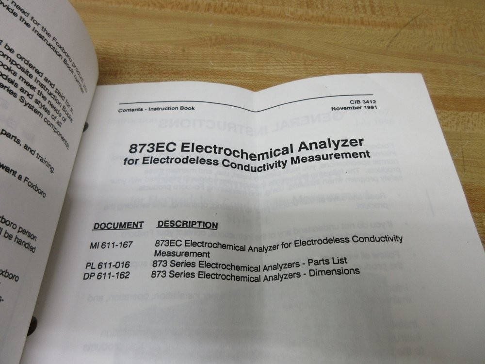 Foxboro 3412 873EC Electrochemical Analyzer Manual