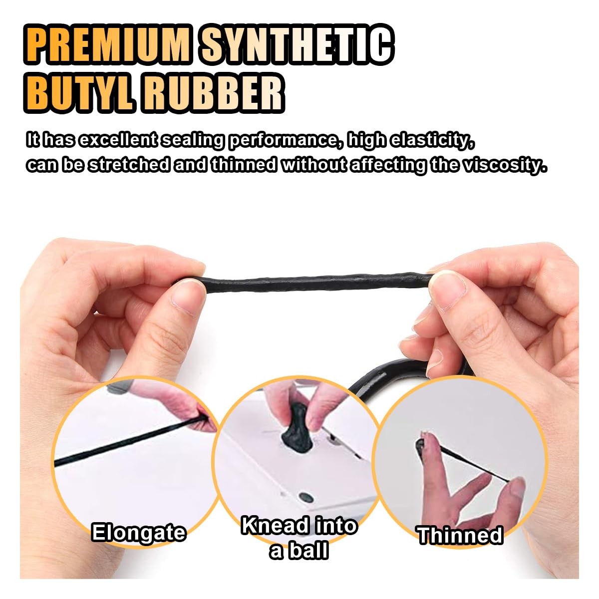 8MM×13Ft Butyl Rubber Sealant Tape, 13 feet x 3.11 inches x 8 mm, Black