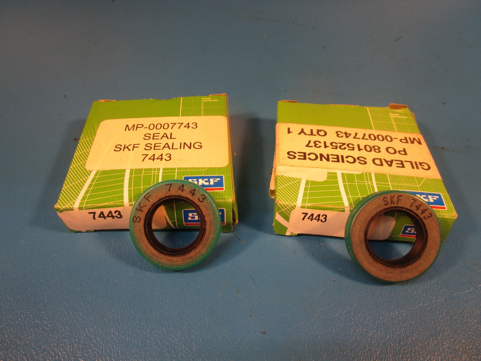 LOT OF 2 SKF 7443, Double Lip Oil Seal, 0.750 in Shaft Dia., 1.250 in OD, 0.256
