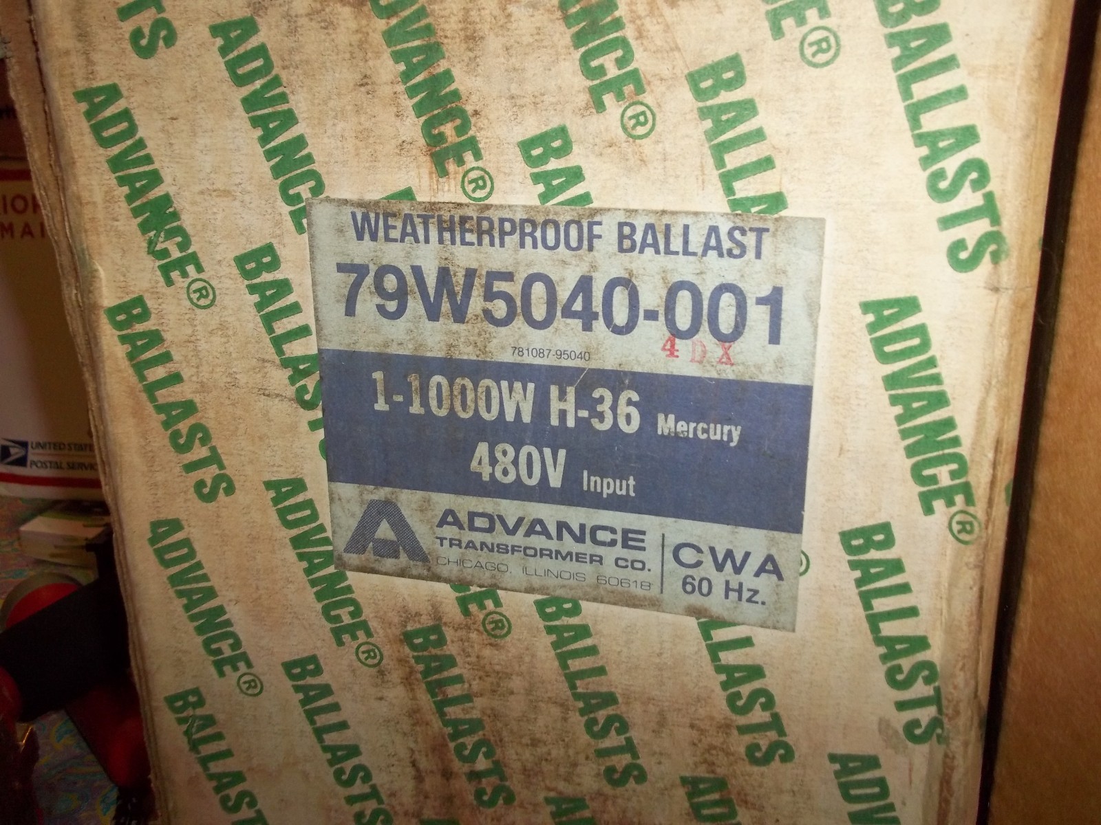 ADVANCE OUTDOOR WEATHERPROOF BALLAST 79W5040-001-N 1000W 480V H36 (WW4)