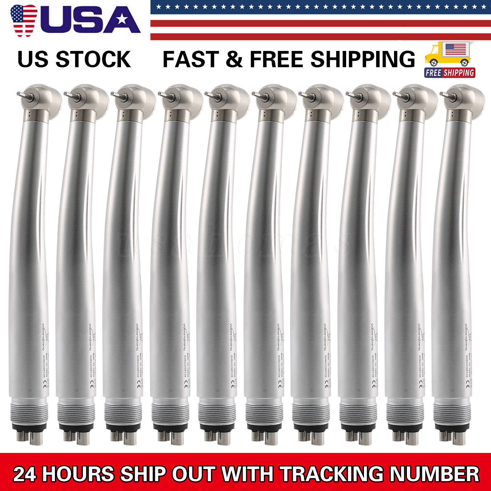 10 Pcs USA Dental High Speed Turbine Handpiece Push 4Hole Fit NSK PANA MAX YDA4