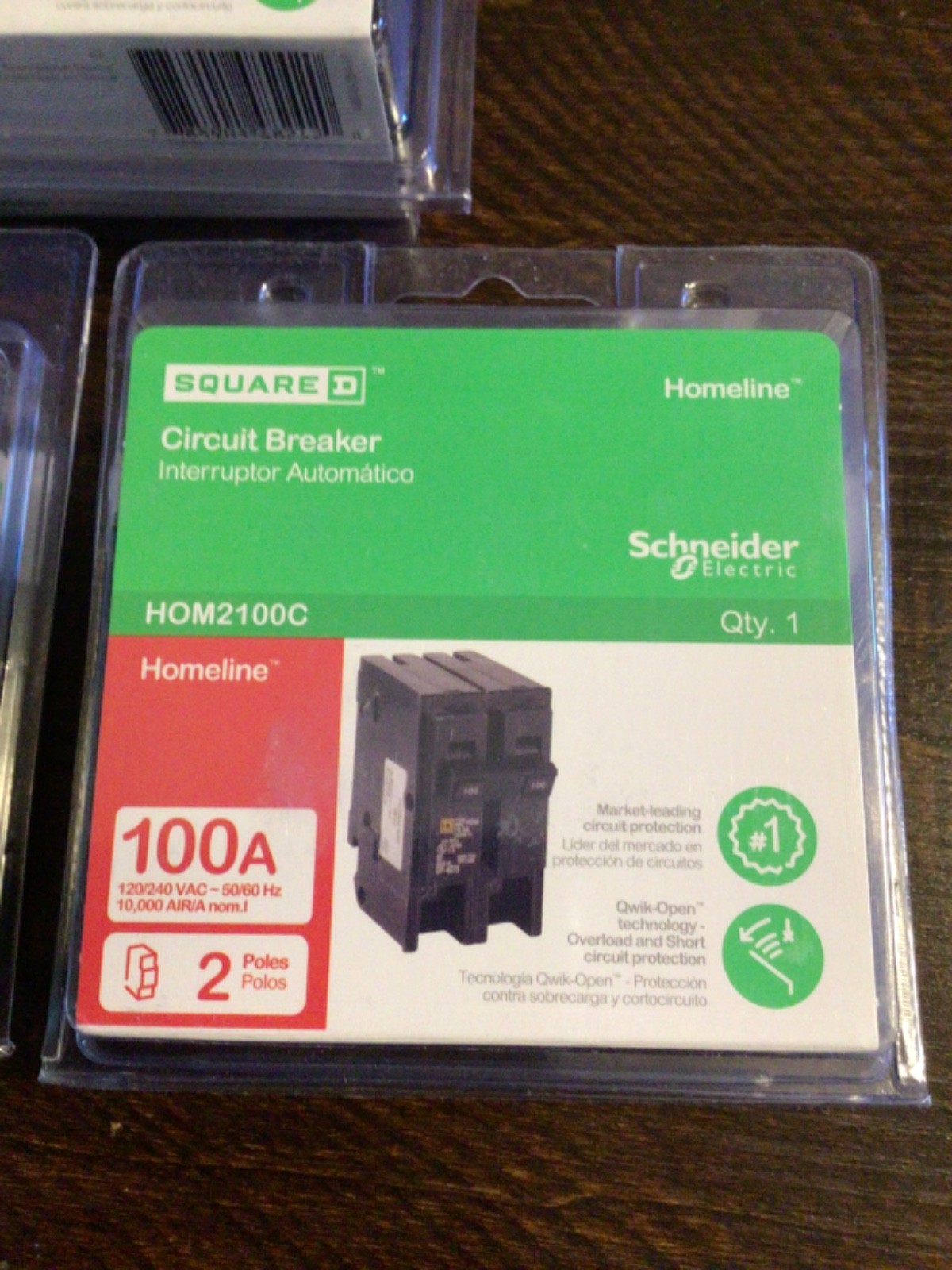 Lot of 3-Square D Homeline HOM2100C 100 Amp, 120/240V 2-Pole Circuit Breaker new