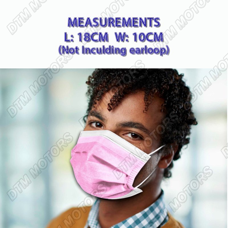 PINK Disposable Face Mask 100PCS Non Medical 3-Ply Earloop Dust Cover Masks
