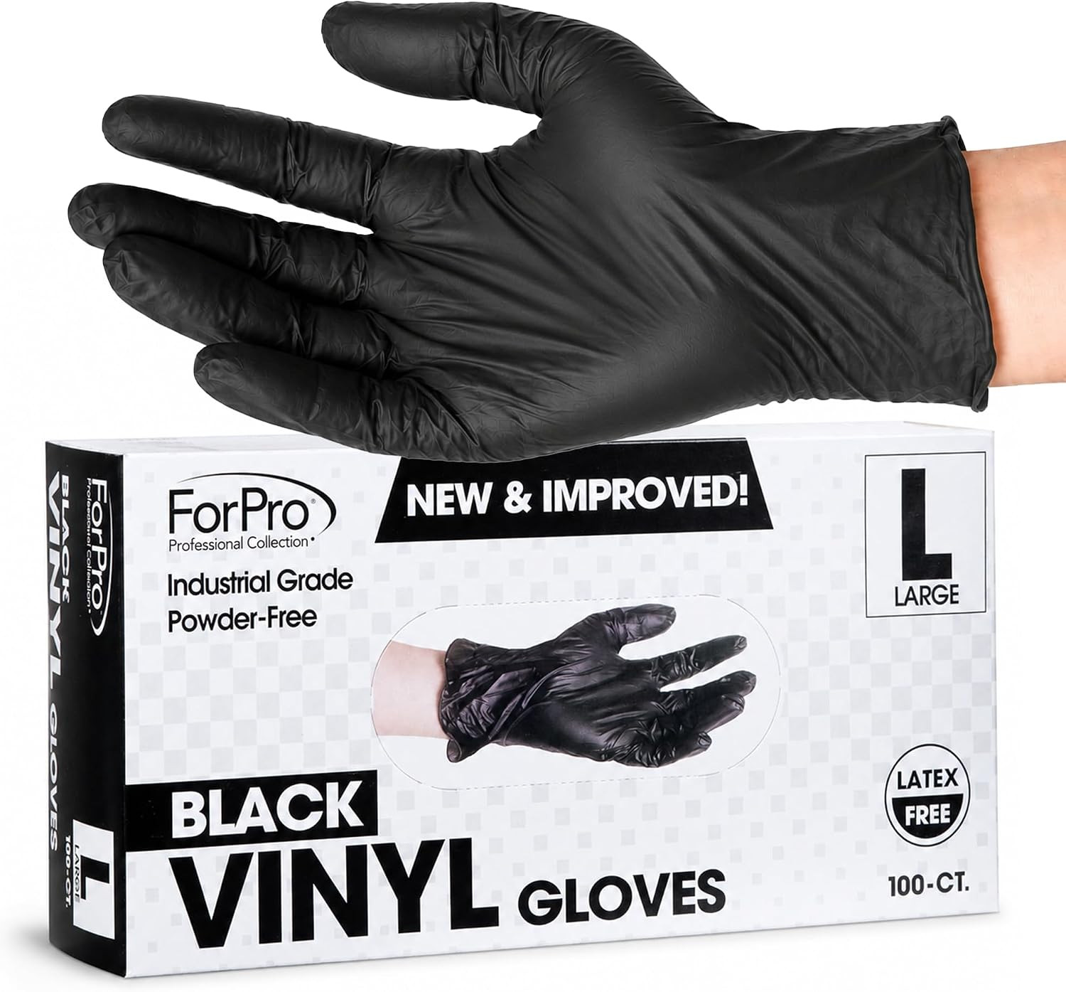 Forpro Disposable Vinyl Gloves, Industrial Grade, Powder & Latex Free, Non-Steri