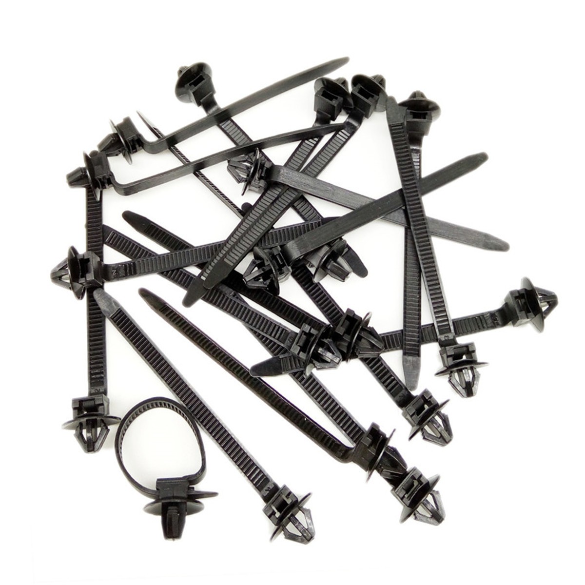 50PCS Nylon Cable Tie Fastener Clips Car Loom Hose Clamp Fastening Zip Strap Kit