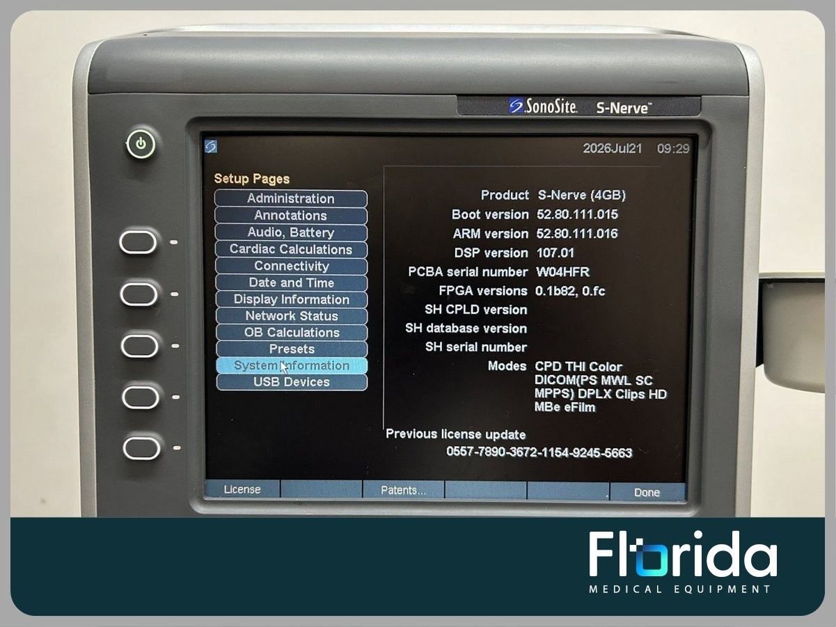2014 SONOSITE S-NERVE PORTABLE ULTRASOUND MACHINE REF P09417-66 WITH CART **