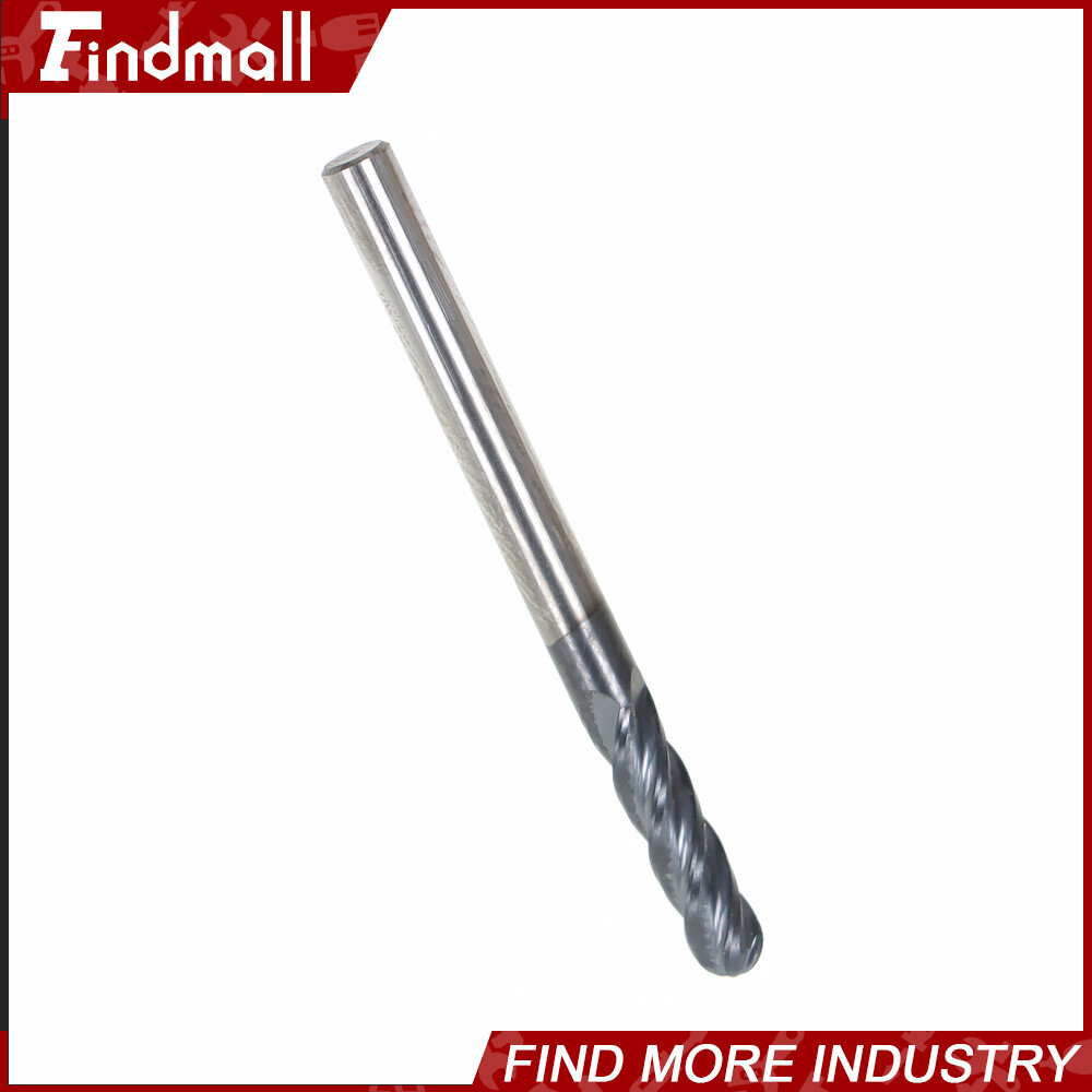 5 PCS 1/8″ 4 Flute 1-1/2″ Overall Length Ball Nose Carbide End Mill