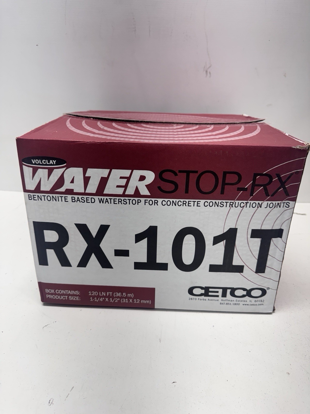 Volclay WaterStop Rx 101 Expanding Concrete Joint Waterstop Bentonite Based Seal
