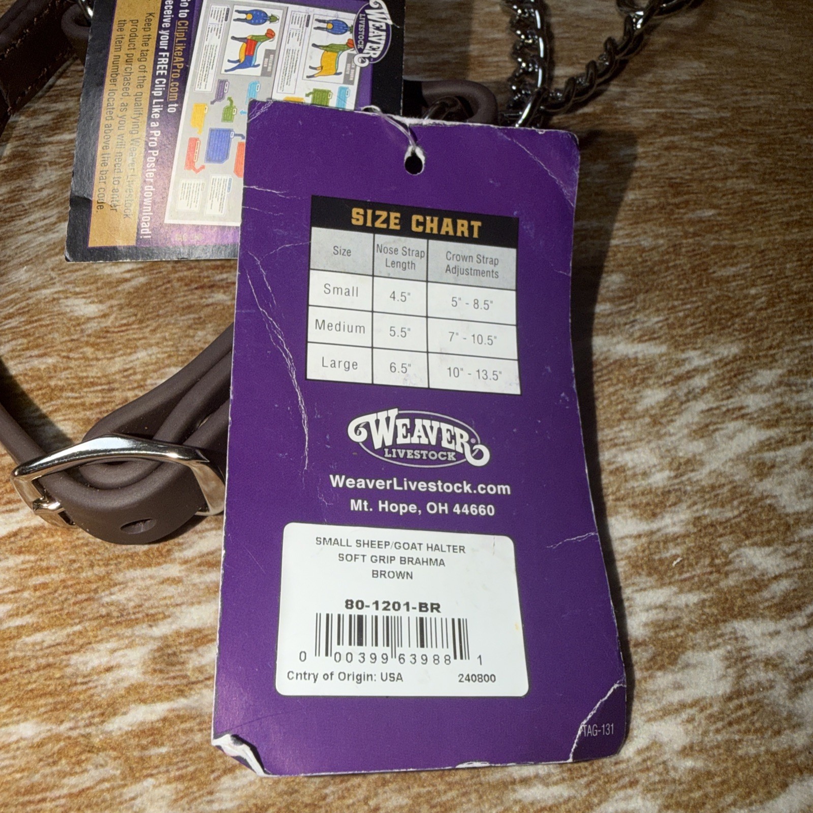 Weaver Sheep and Goat Brahma Webb Halter SMALL Brown New with Tags