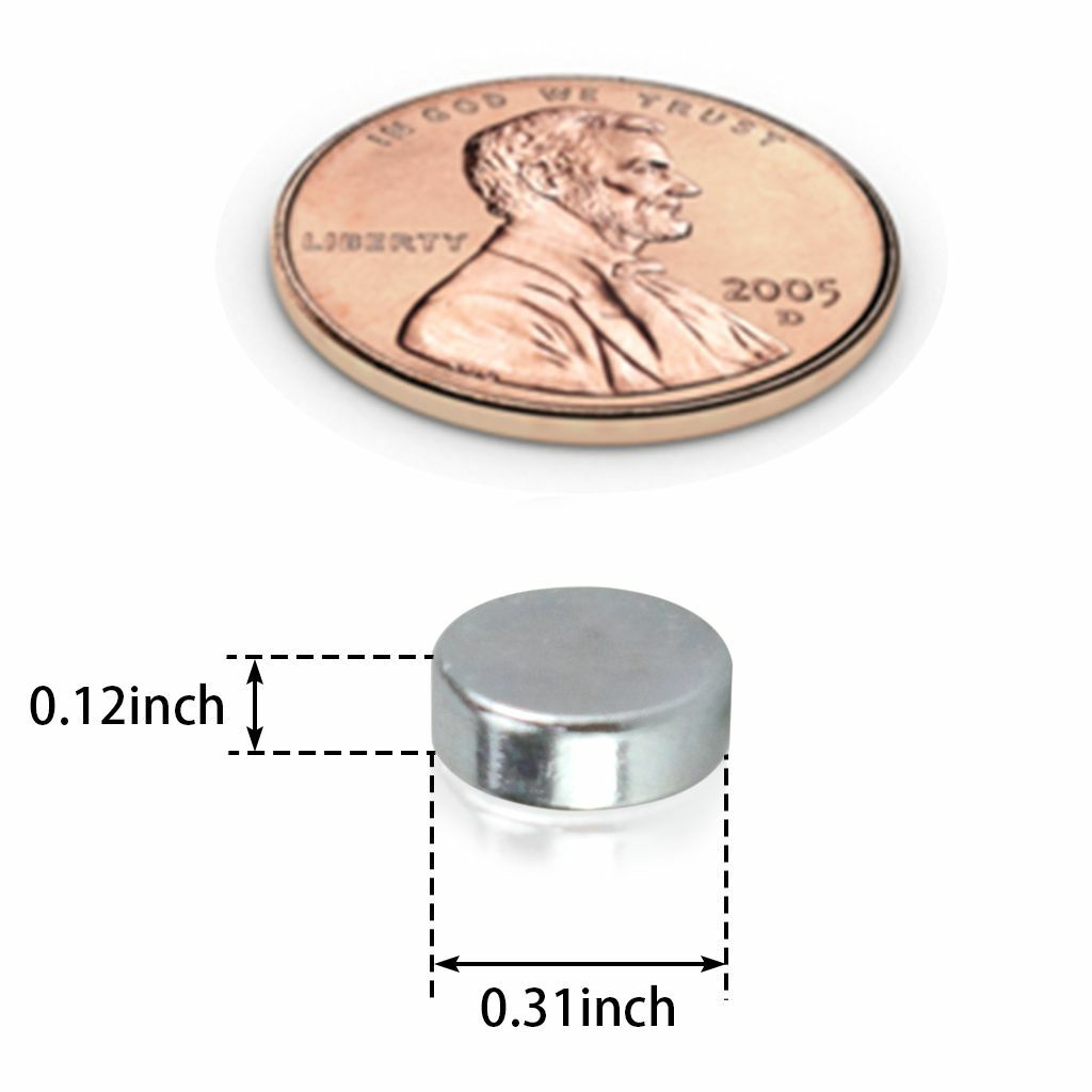 100PCS 8mm x 3mm 5/16″ x 1/8″ N52 Strong Rare Earth Neodymium Magnet Disc Small