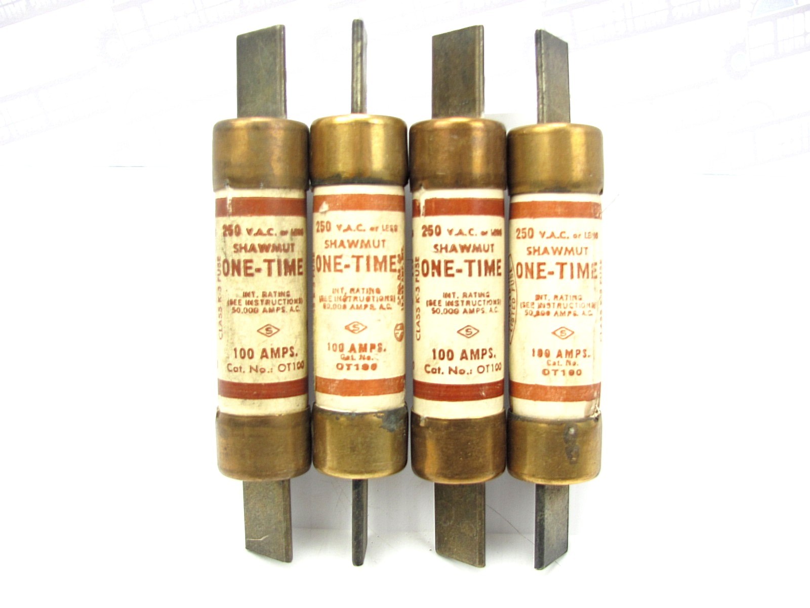 (4 pc) – SHAWMUT – OT100 One-Time 100 AMPS – 250 VAC or less – Class K5 – TESTED