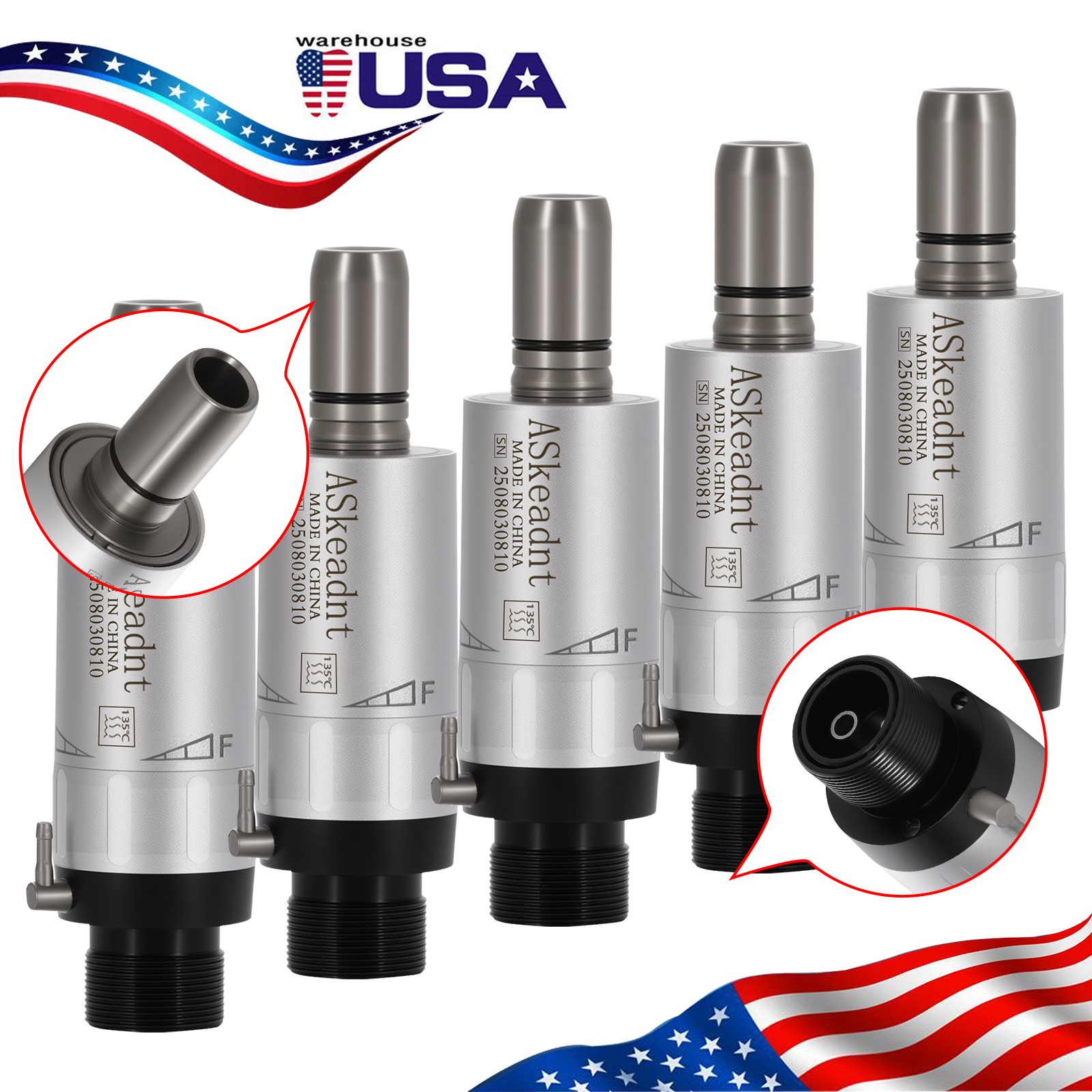 1-10 ASkeadnt Dental Slow Speed Motor Air Motor 2 Hole Micromotor External Spray