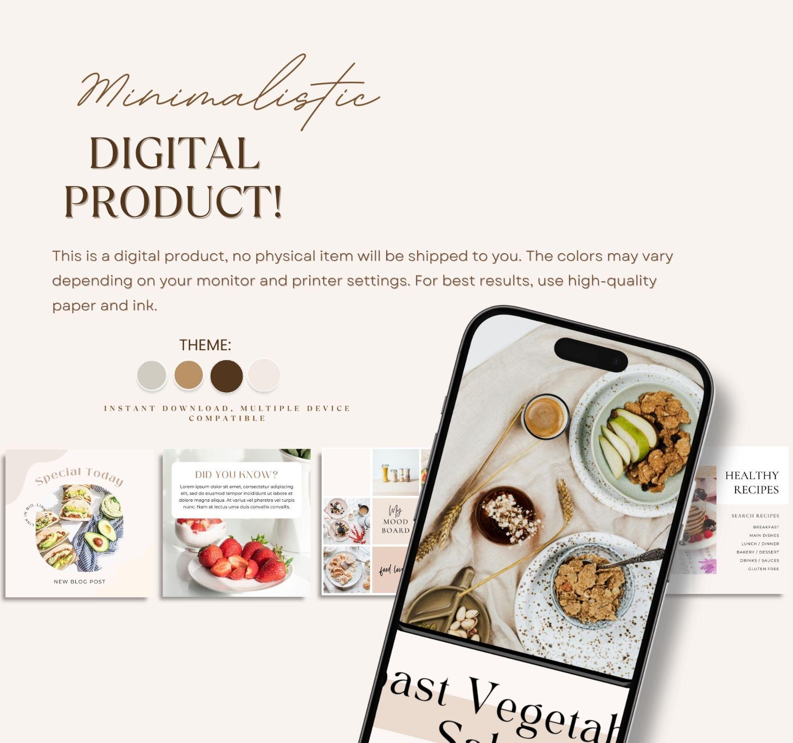 Digital Instagram Templates Canva Editable Food Lovers Social Media Content Kit