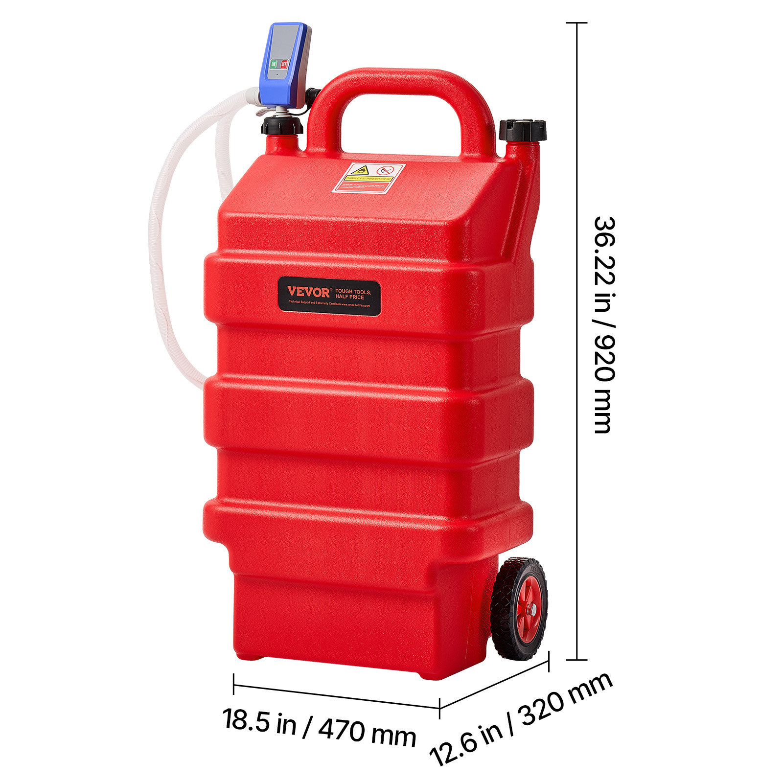VEVOR Fuel Caddy 16 Gallon Portable Fuel Tank with 12V DC Electric Transfer Pump