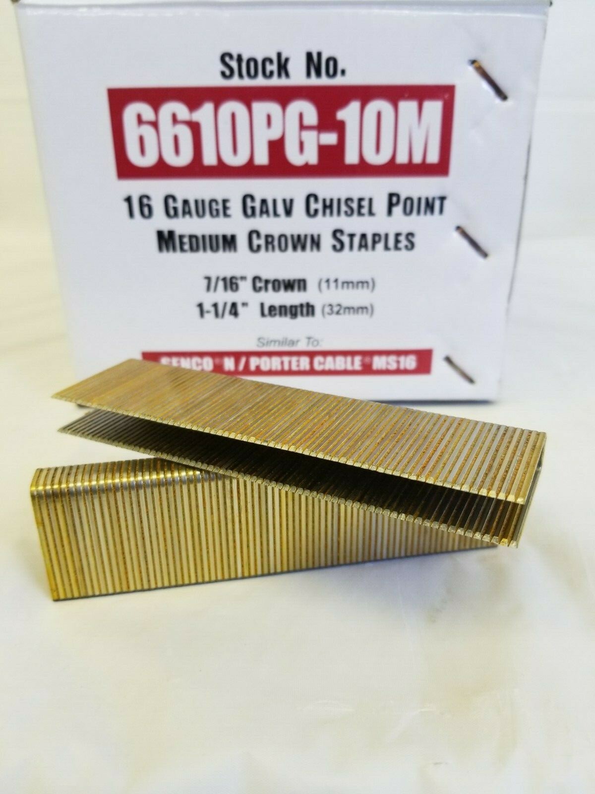 Spotnails 6610PG 16 Gauge 1-1/4″ Leg x 7/16″ Medium Crown Staples 10,000 Count