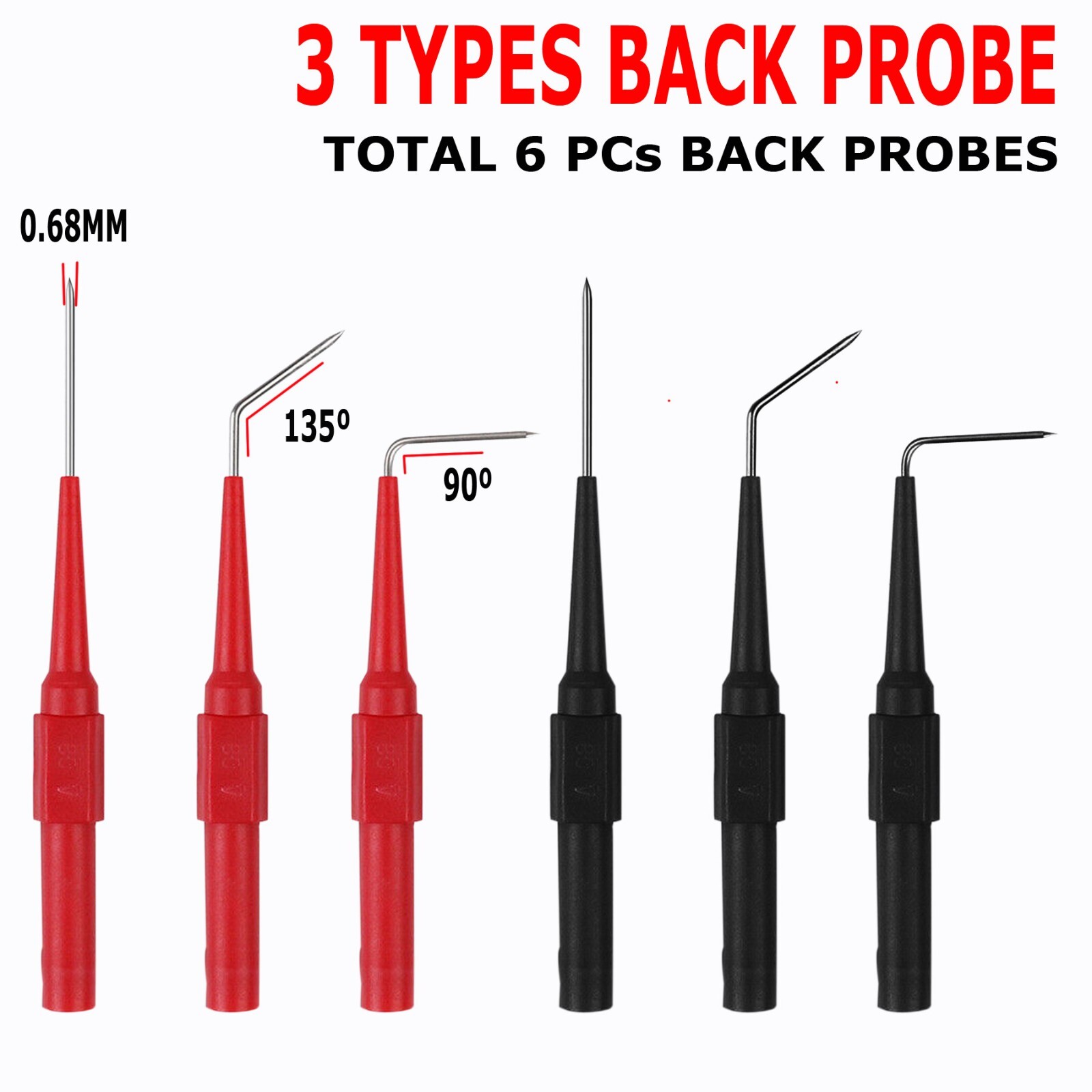 8Pcs Automotive Back Probe Kit Multimeter Test Leads Alligator Clips Wire Tool