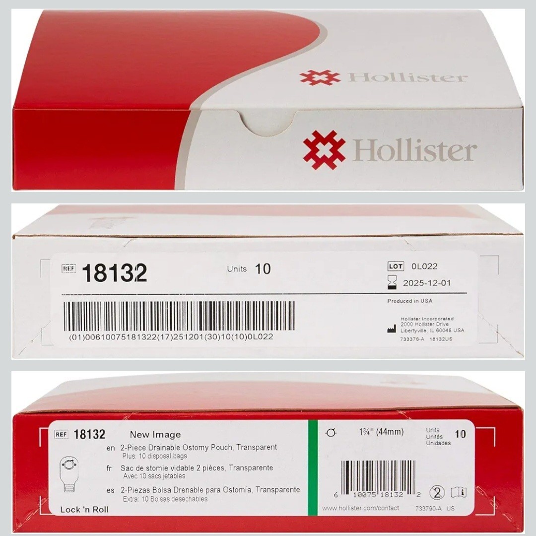 Hollister New Image 18132 Two-Piece Drainable Cut-To-Fit Ostomy Pouch 44mm