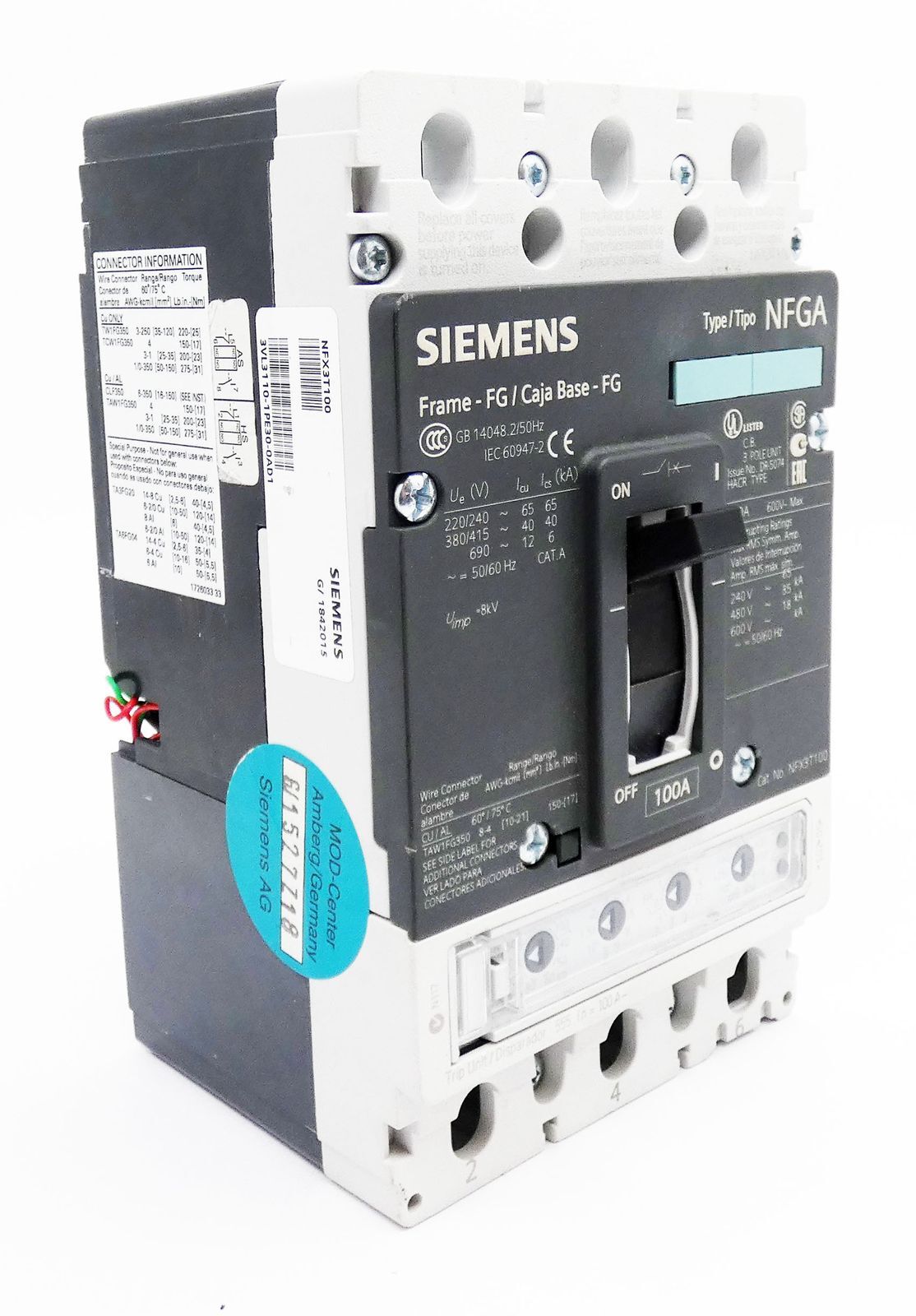 Siemens NFGA 3VL3110-1PE30-0AD1 + 3VL3125-3RR30-0AA0 + 3VL9310-6PE30 -used-