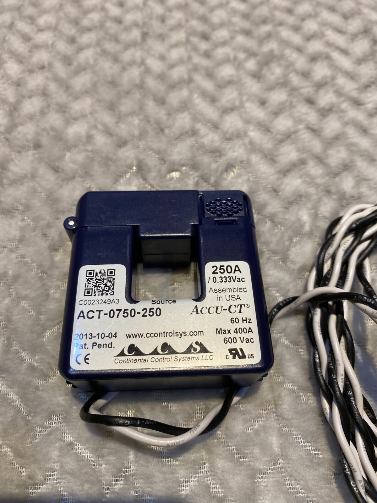 Continental Control Systems ACT-0750-250 Accu-CT Split -Core Current Transformer